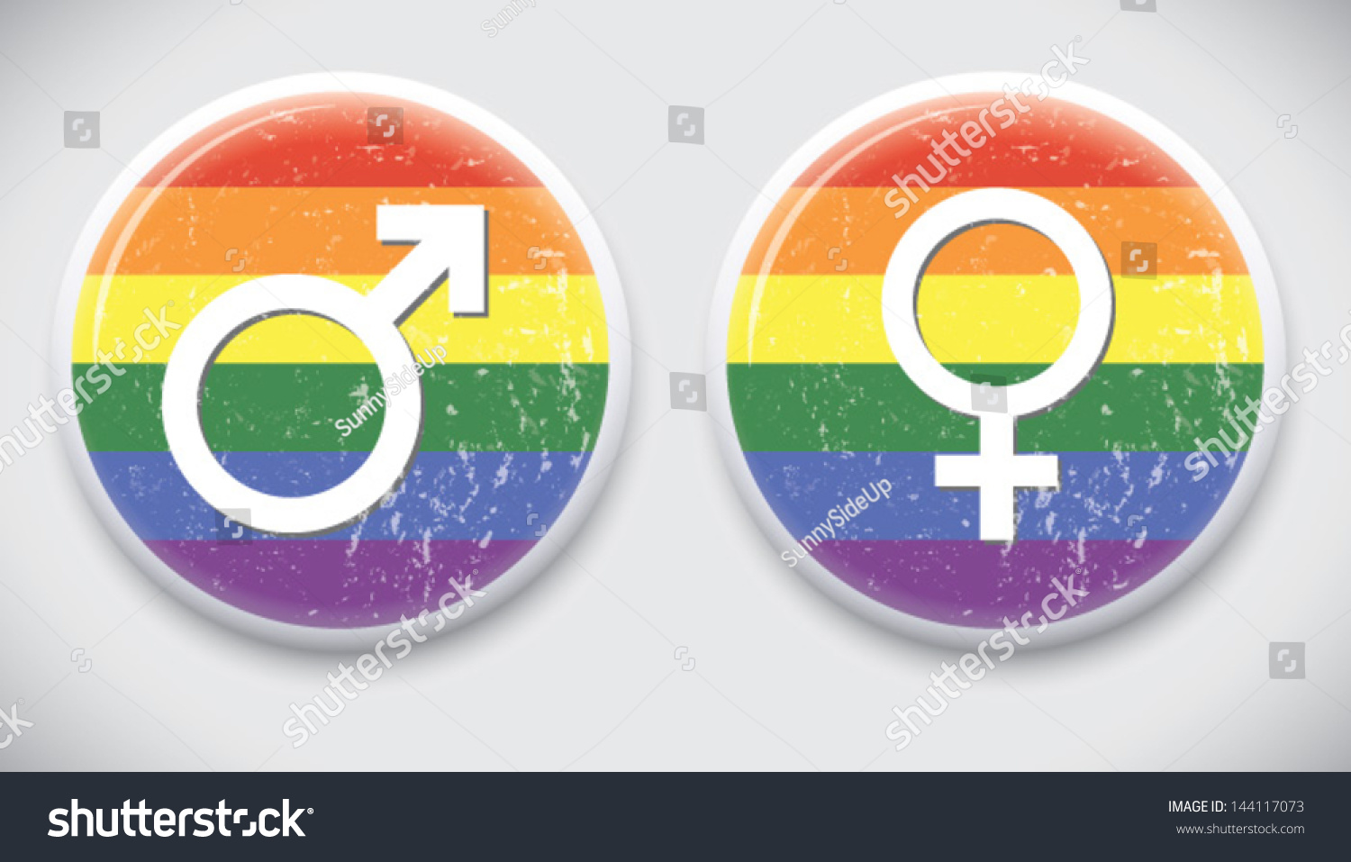 Male Female Sex Symbol On Rainbow Flag Vector Pin Button Badge 144117073 Shutterstock