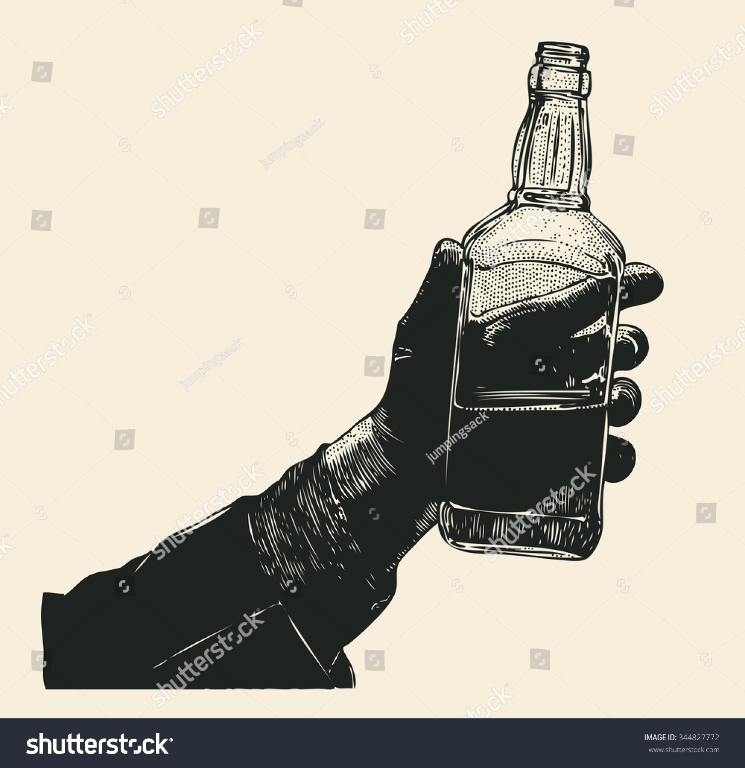 Male Hand Holding Bottle Whiskey Hand Stock Vector 344827772 Shutterstock