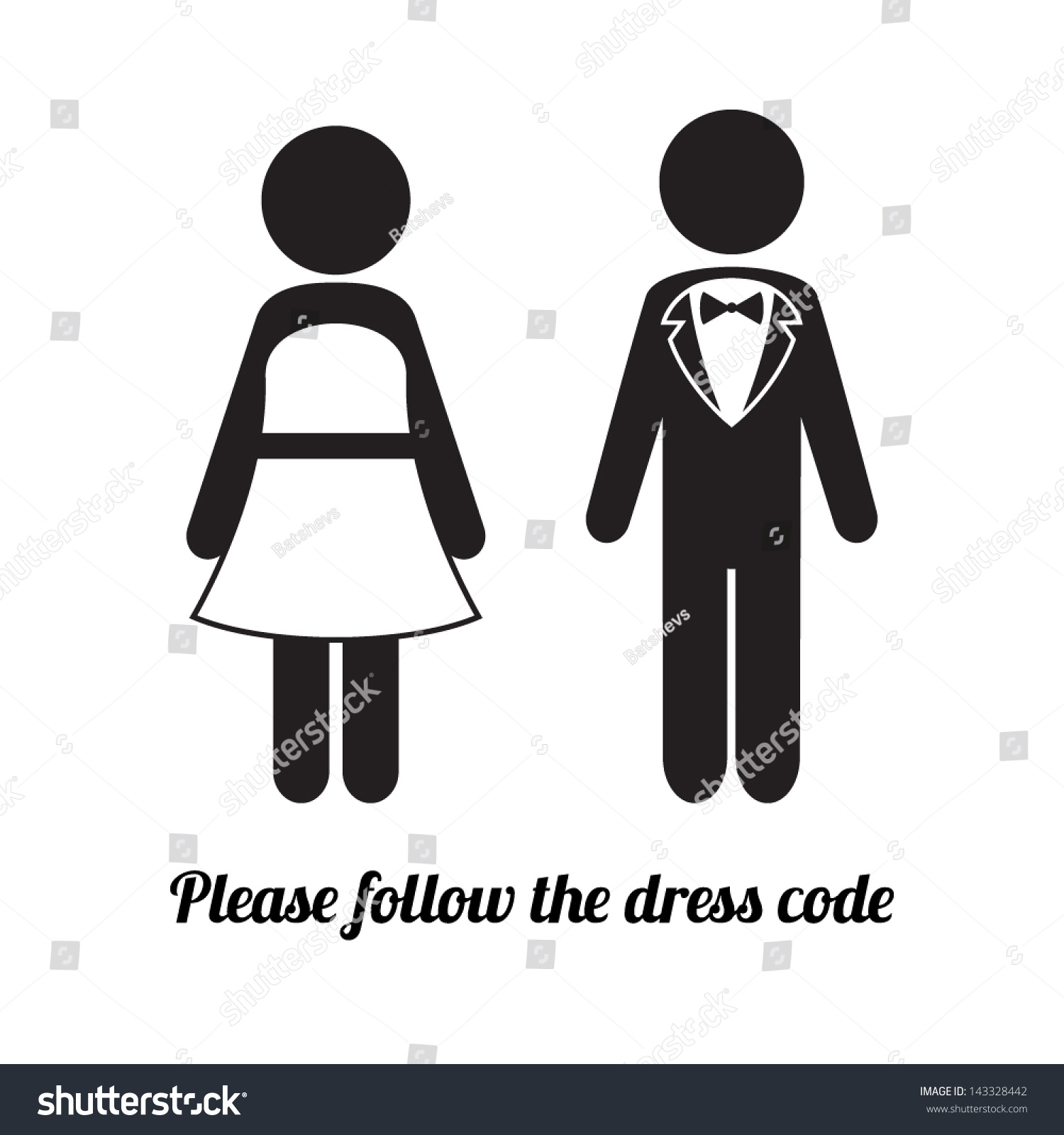 Man And Woman Icons. Black Tie Dress Code Icon Stock ...
