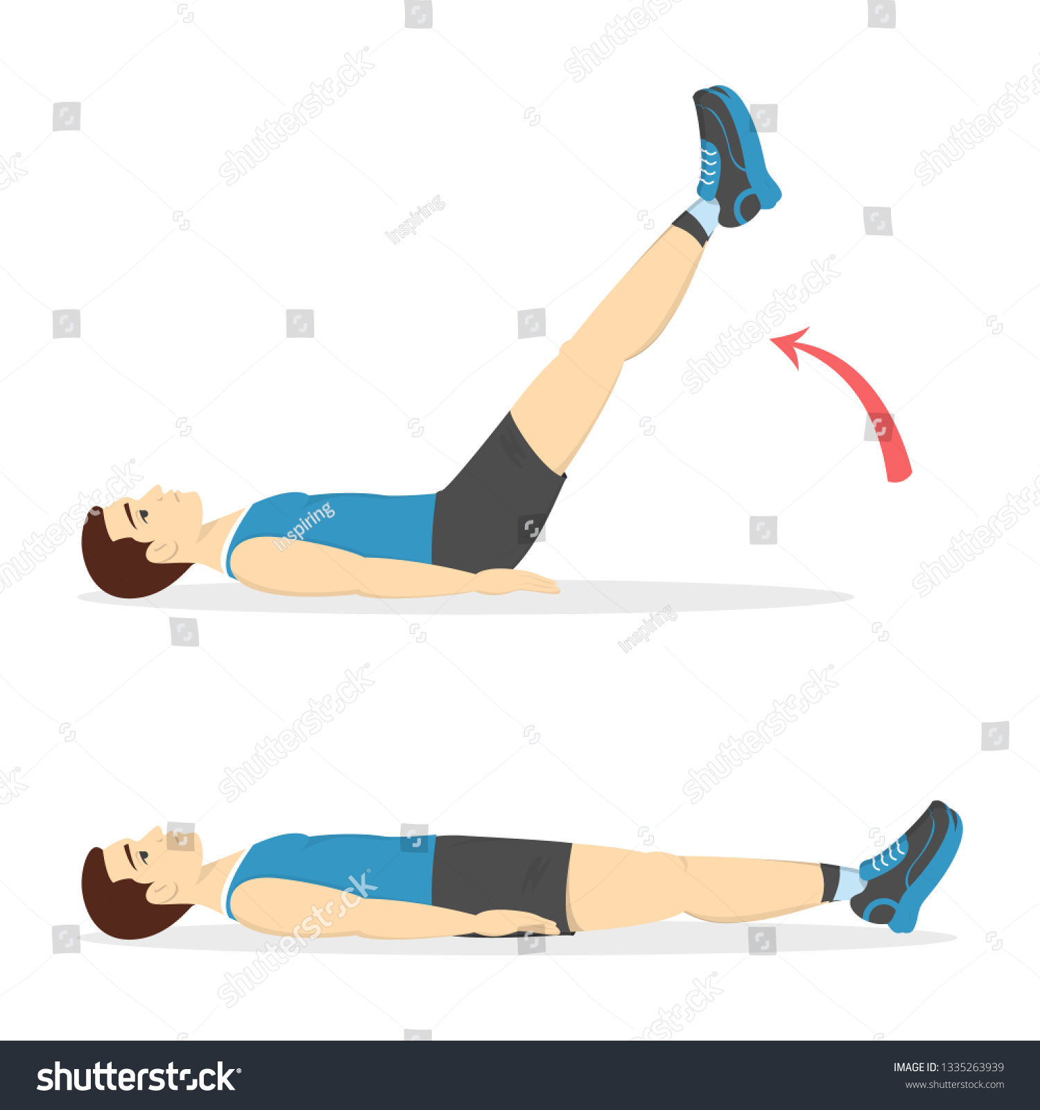 Man Doing Crunches Gym Belly Burn Stock Vector Royalty Free