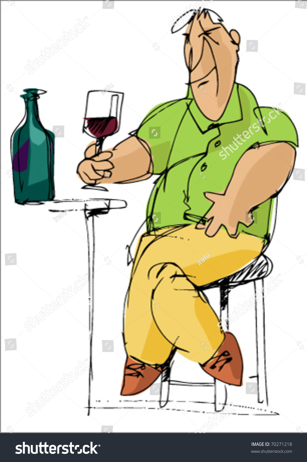 Man Drinking Wine Stock Vector Illustration 70271218 Shutterstock