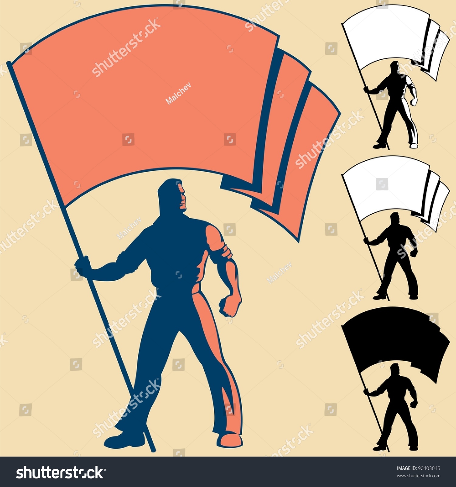 Man Holding Flag You Can Place Stock Vector Royalty Free