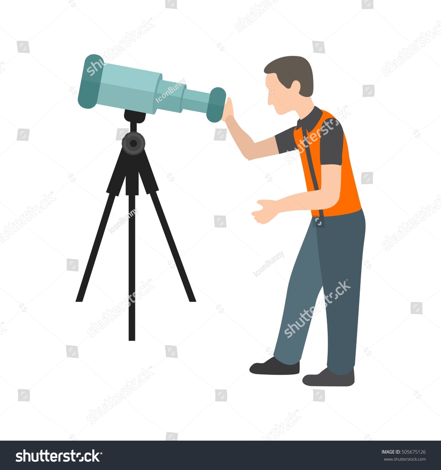 Man Looking Through Telescope Stock Vector Shutterstock