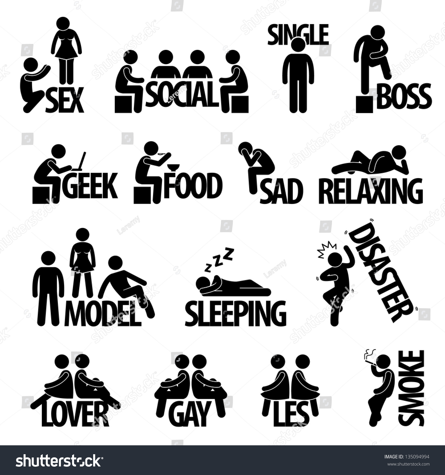 Man People Person Sex Social Group Text Word Stick Figure Pictogram Icon Stock Vector 