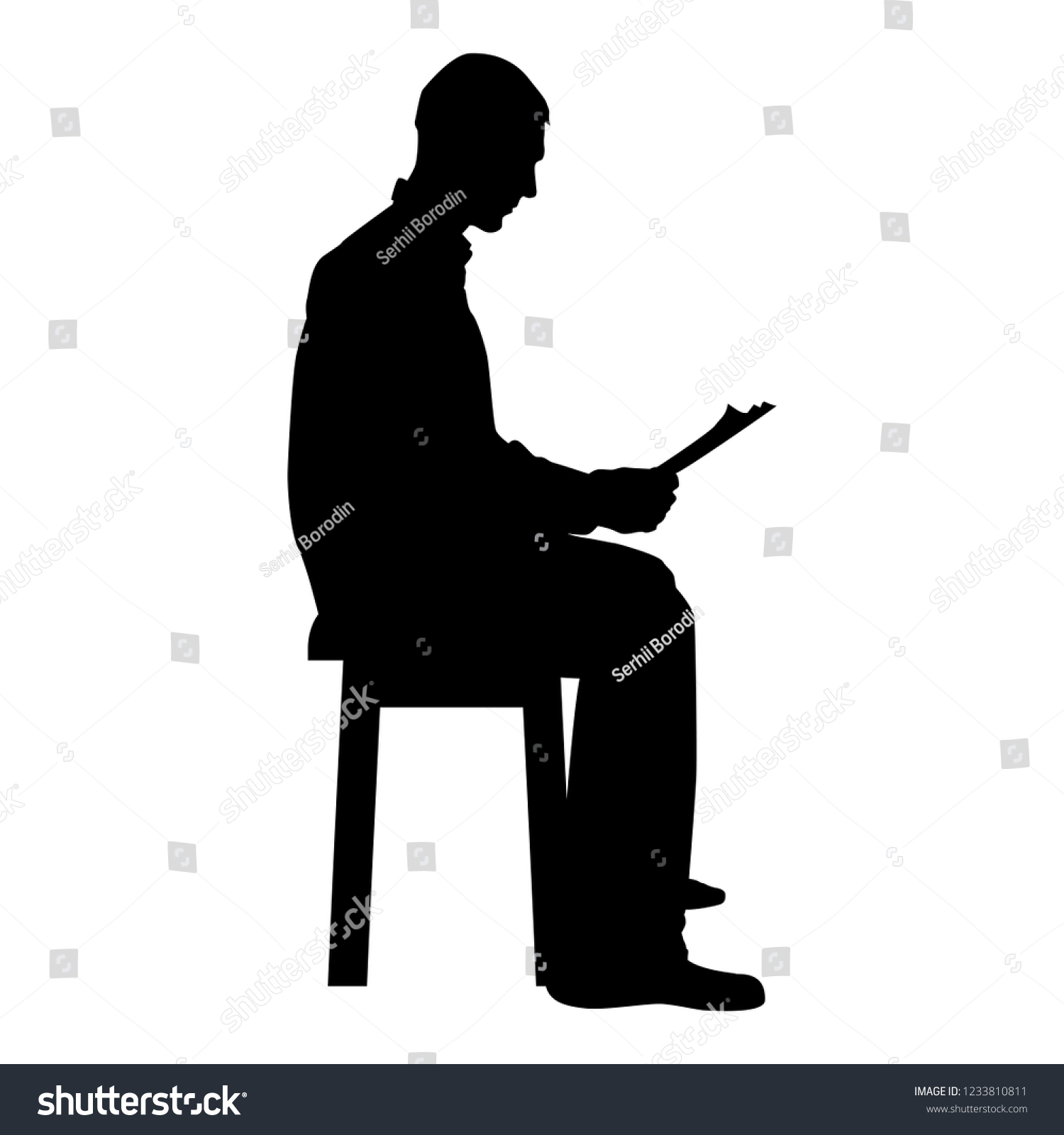 Man Sitting Reading Silhouette Concept Learing Stock Vector Royalty Free Shutterstock