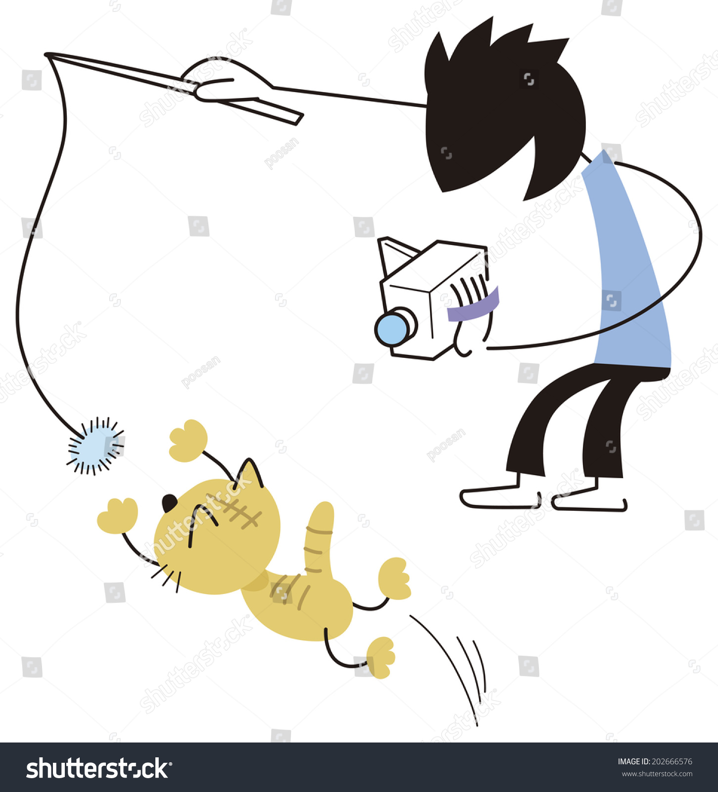 Man To Shoot The Cat Stock Vector Illustration 202666576 Shutterstock