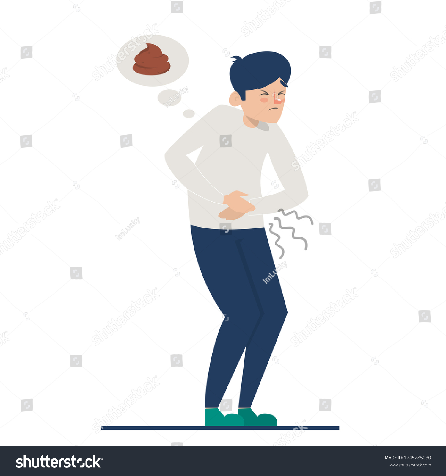 Man Diarrhea Vector Isolated Pain Stomach Stock Vector Royalty Free Shutterstock