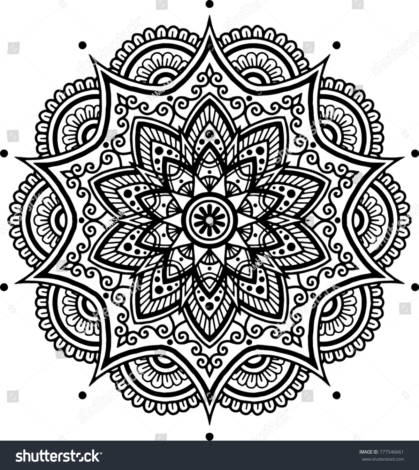 Mandala Pattern Black White Good Mood Stock Vector Royalty Free