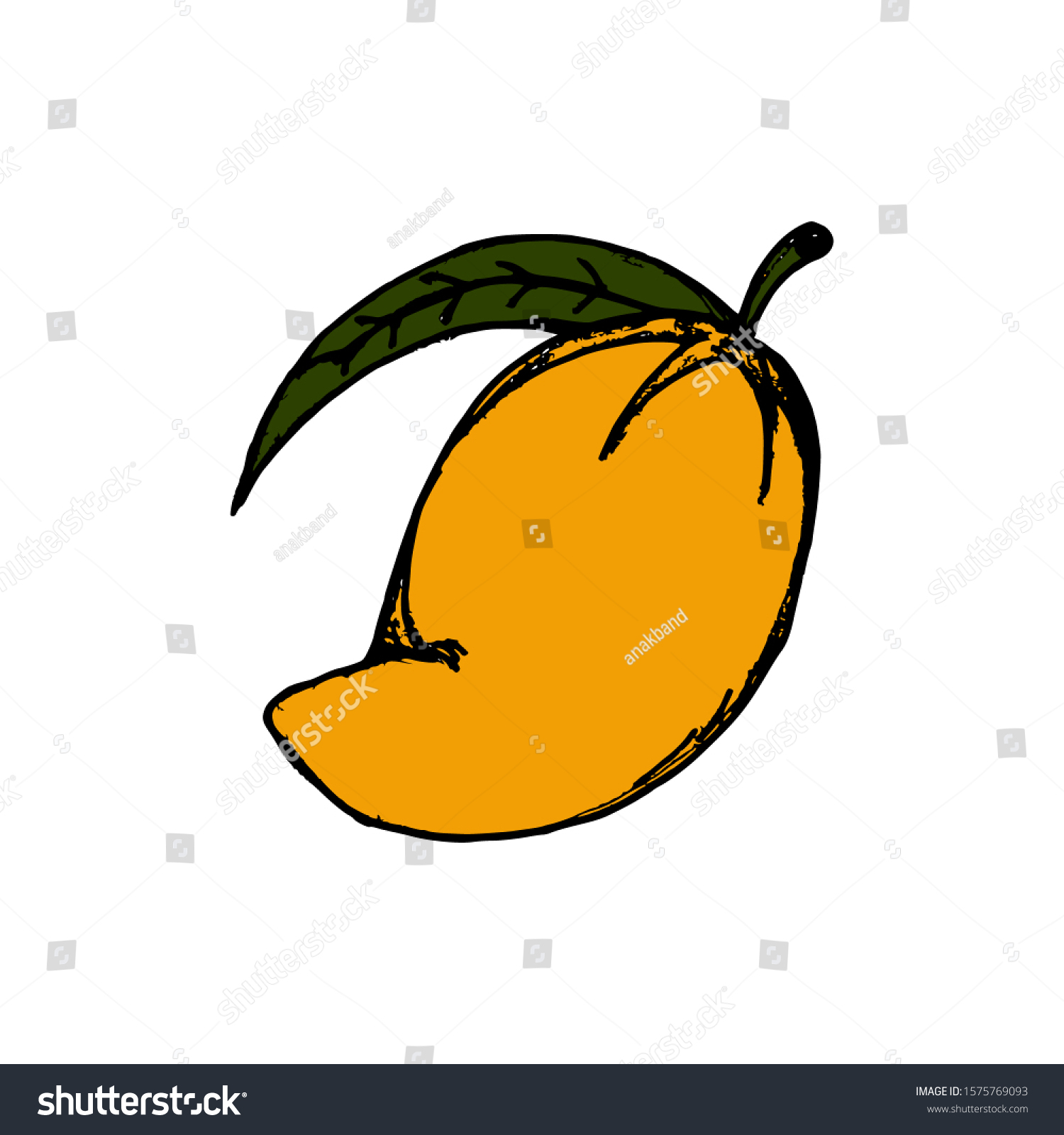 Mango Doodle Icon Vector Simple Design Stock Vector Royalty Free