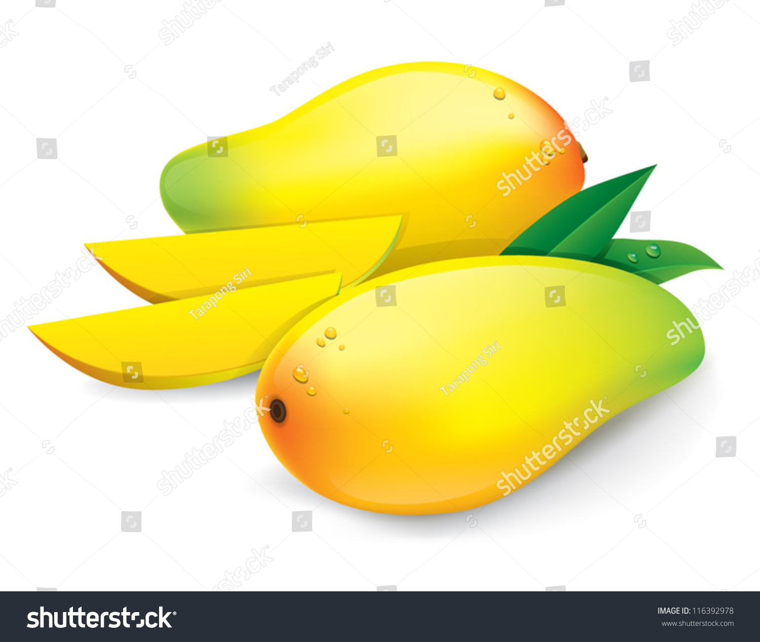 Mango, Isolated On White Background, Vector Illustration - 116392978