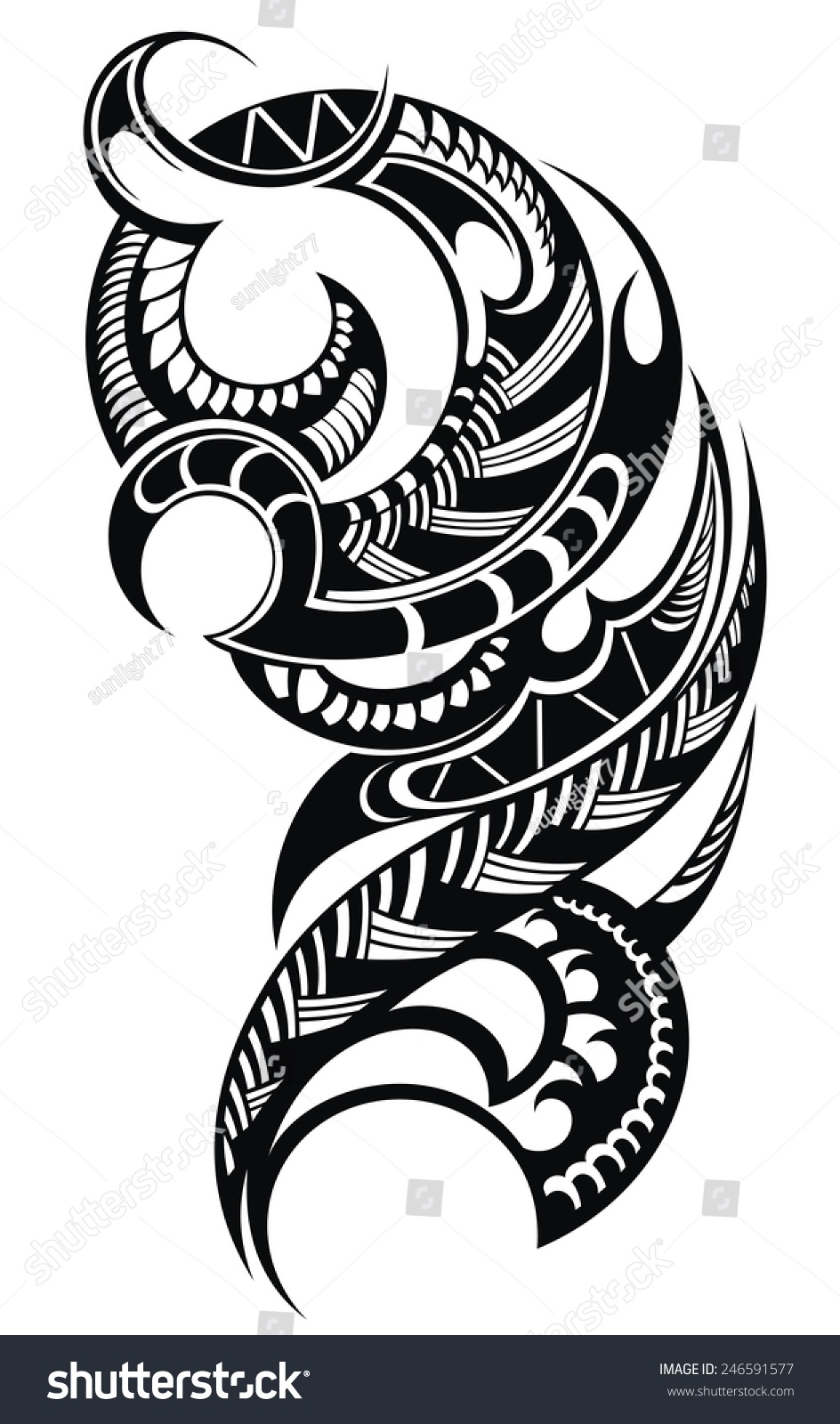 Maori Styled Tattoo Pattern Stock Vector Illustration 246591577 