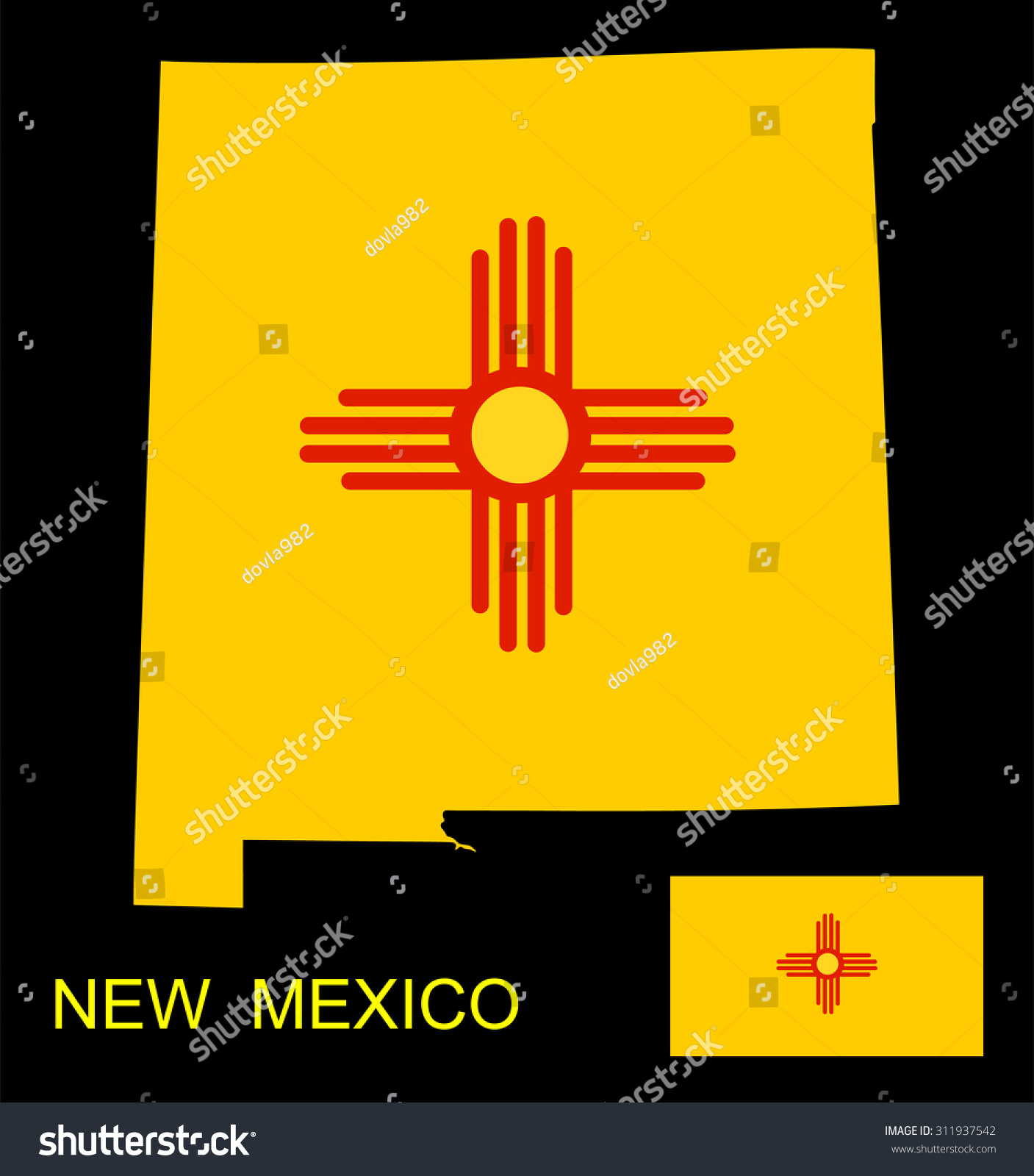 map-and-flag-of-the-state-of-new-mexico-vector-illustration-isolated-on