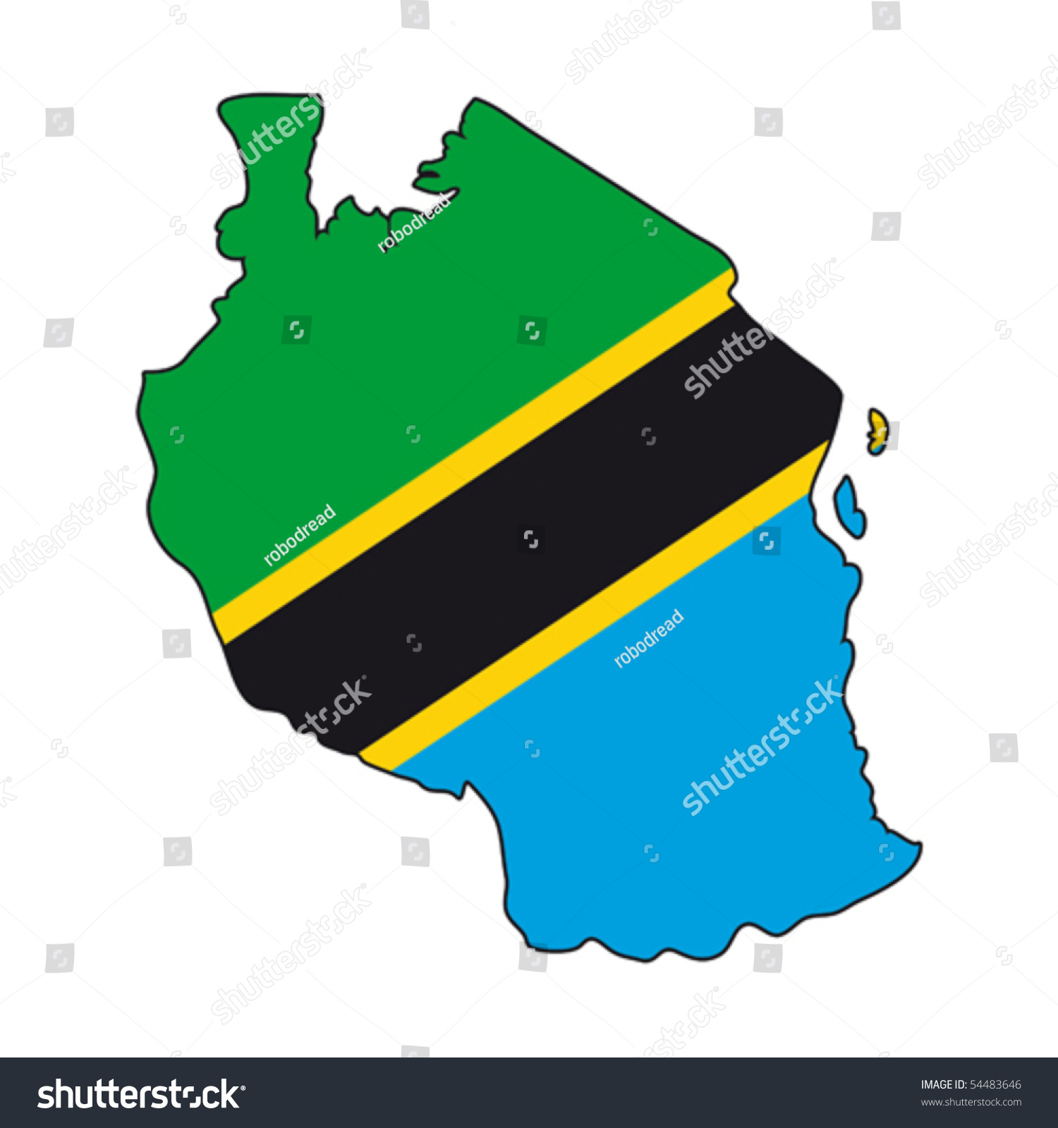 Map Flag Tanzania Stock Vector 54483646 Shutterstock 