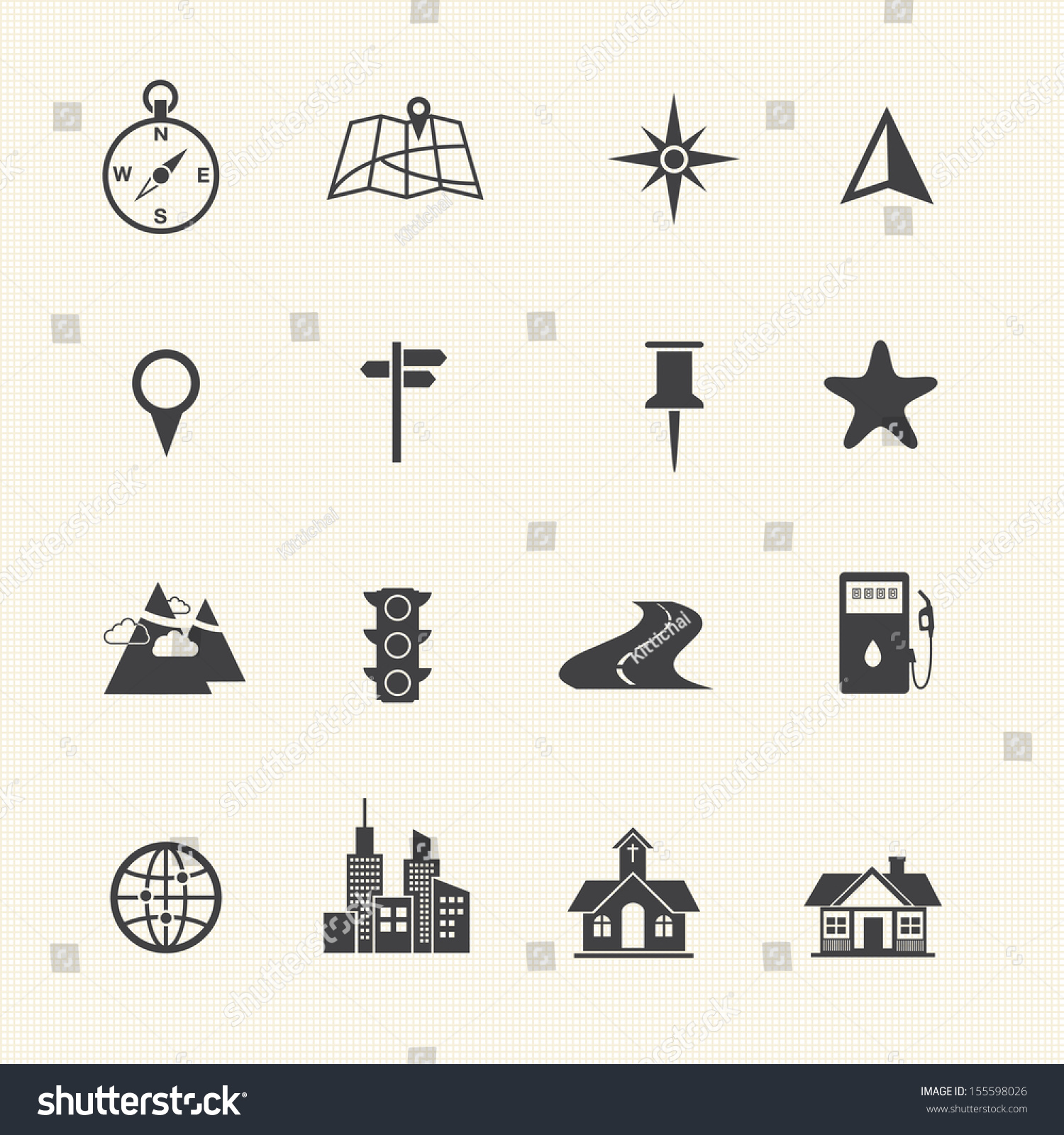 Map Icons And Location Icons Stock Vector Illustration 155598026