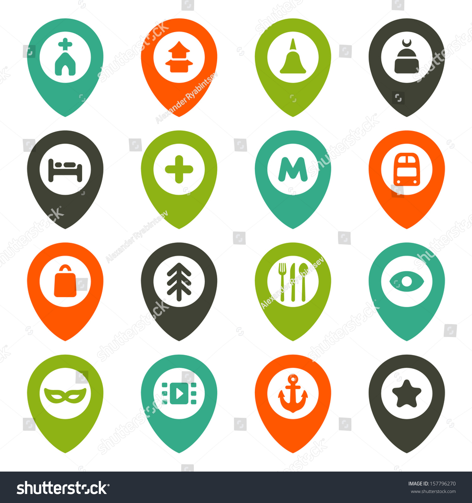 Map Icons Set Stock Vector 157796270 - Shutterstock