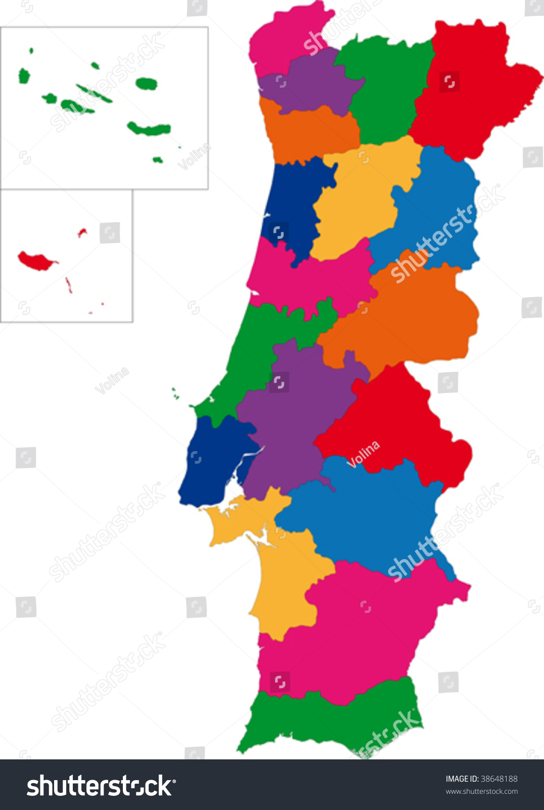 Map Administrative Divisions Portugal Stock Vector 38648188 Shutterstock 7383
