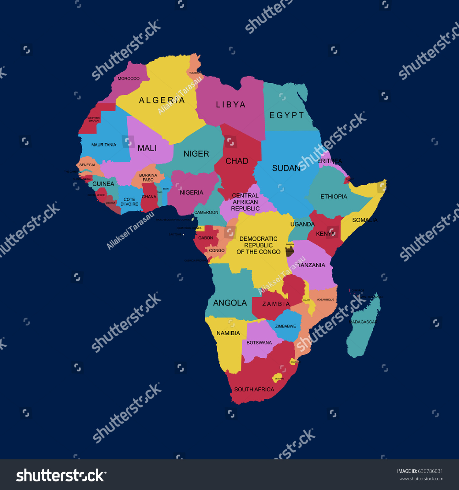 Vektor Stok Map Africa Vector Illustration Tanpa Royalti 636786031