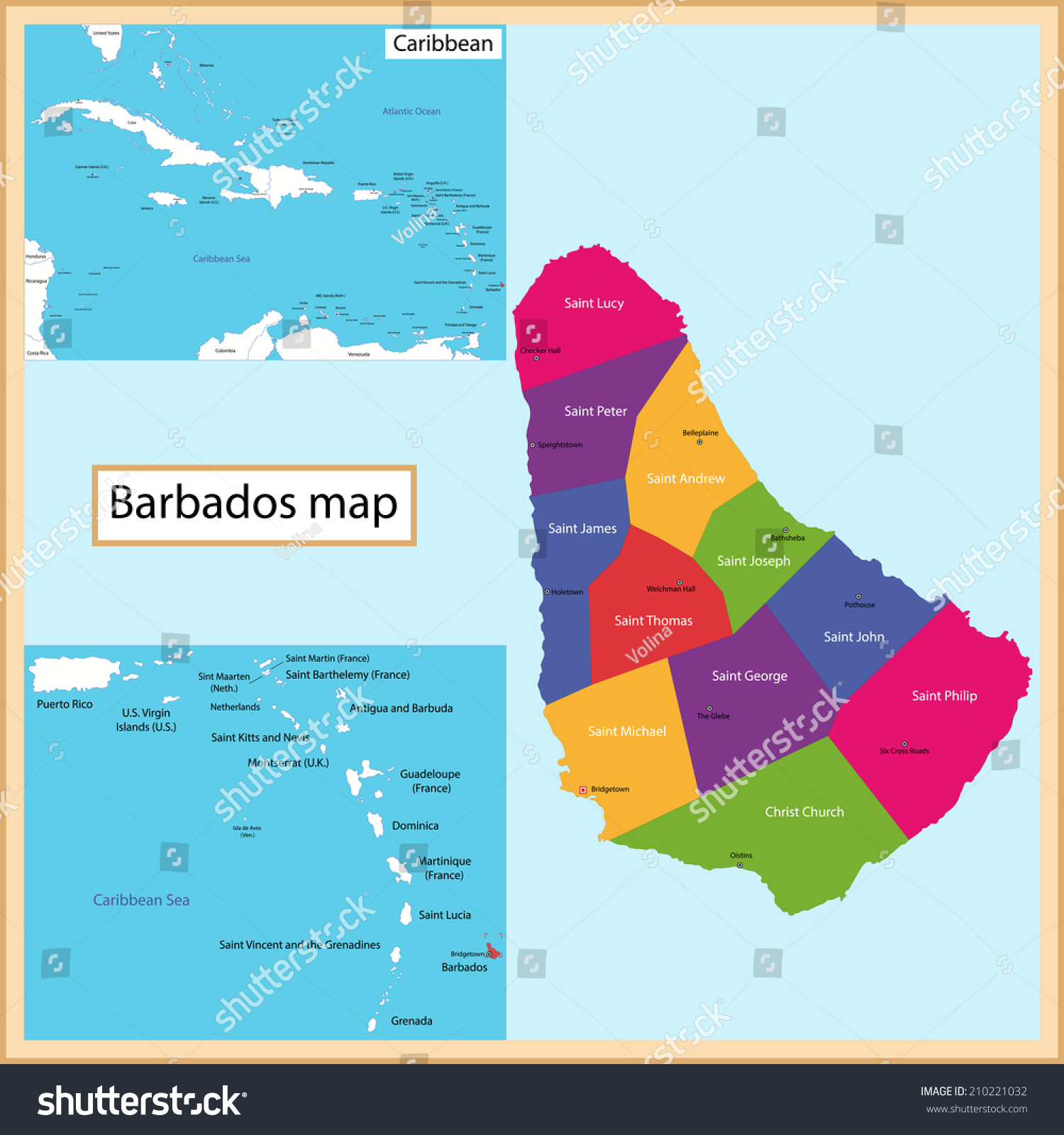Stock Vector Map Of Barbados Drawn With High Detail And Accuracy Barbados Is Divided Into Parishes Which Are 210221032 