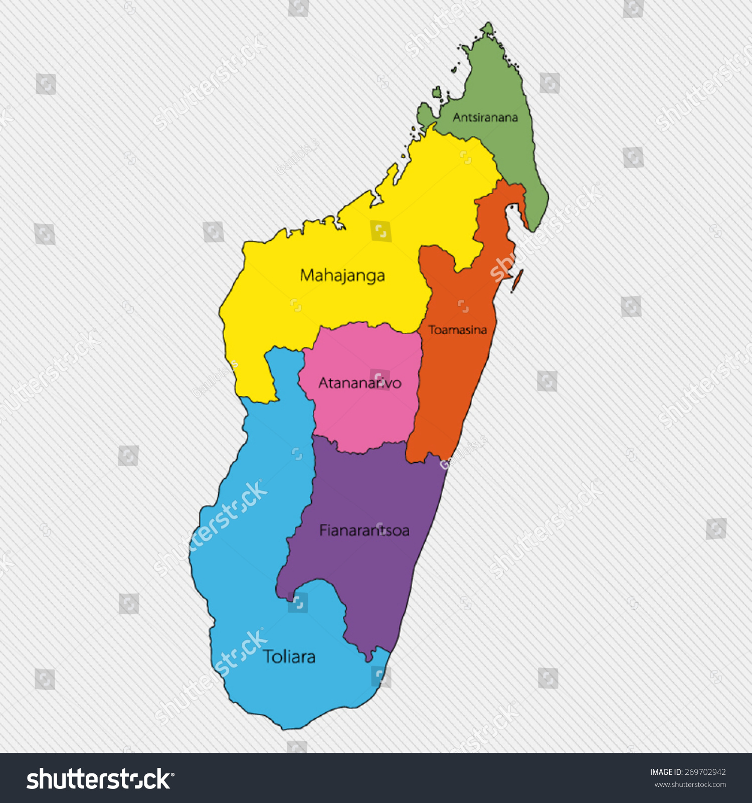 Map Of Madagascar Administrative Division Stock Vector Illustration