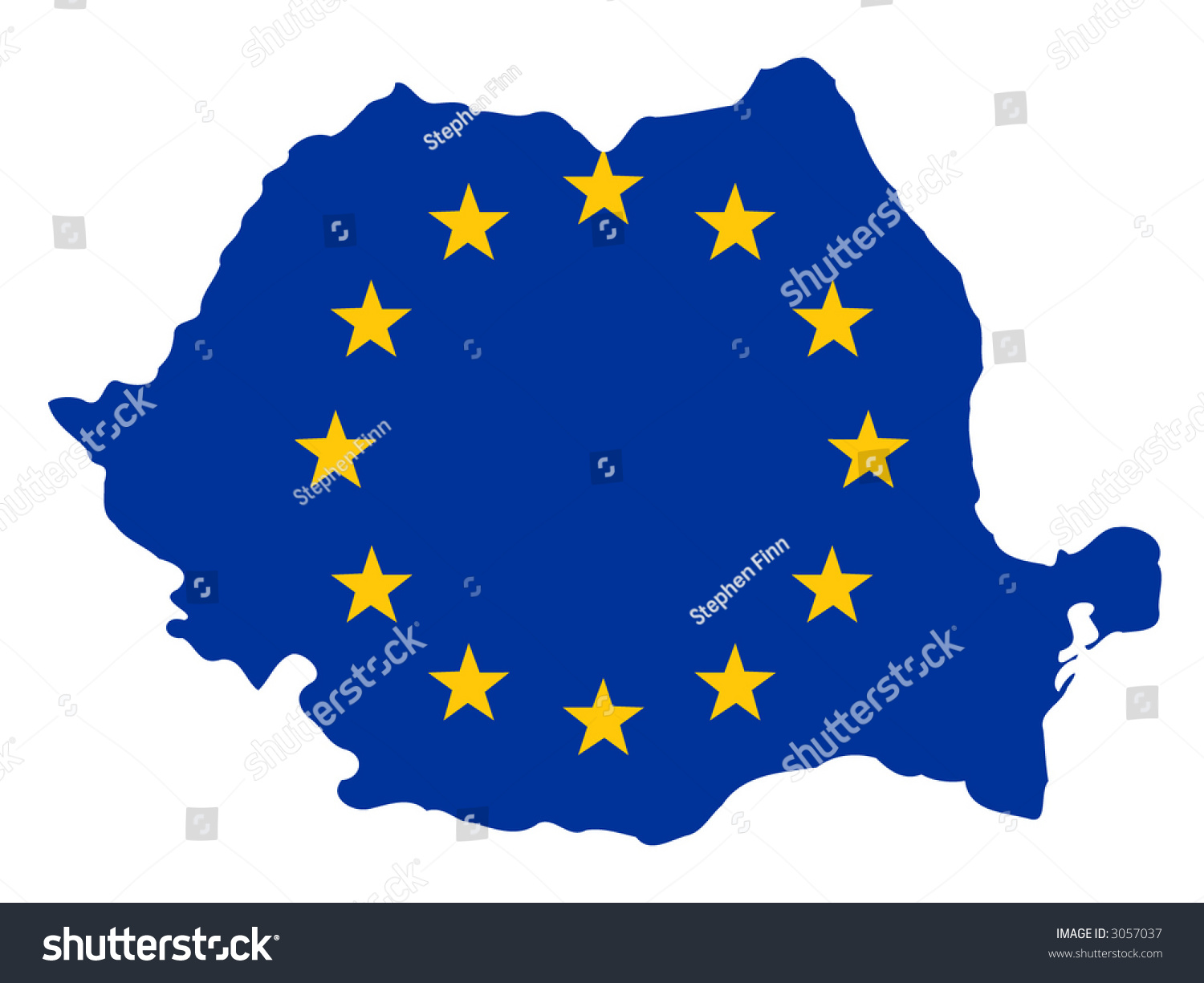 Map Of Romania And European Union Flag Illustration 3057037