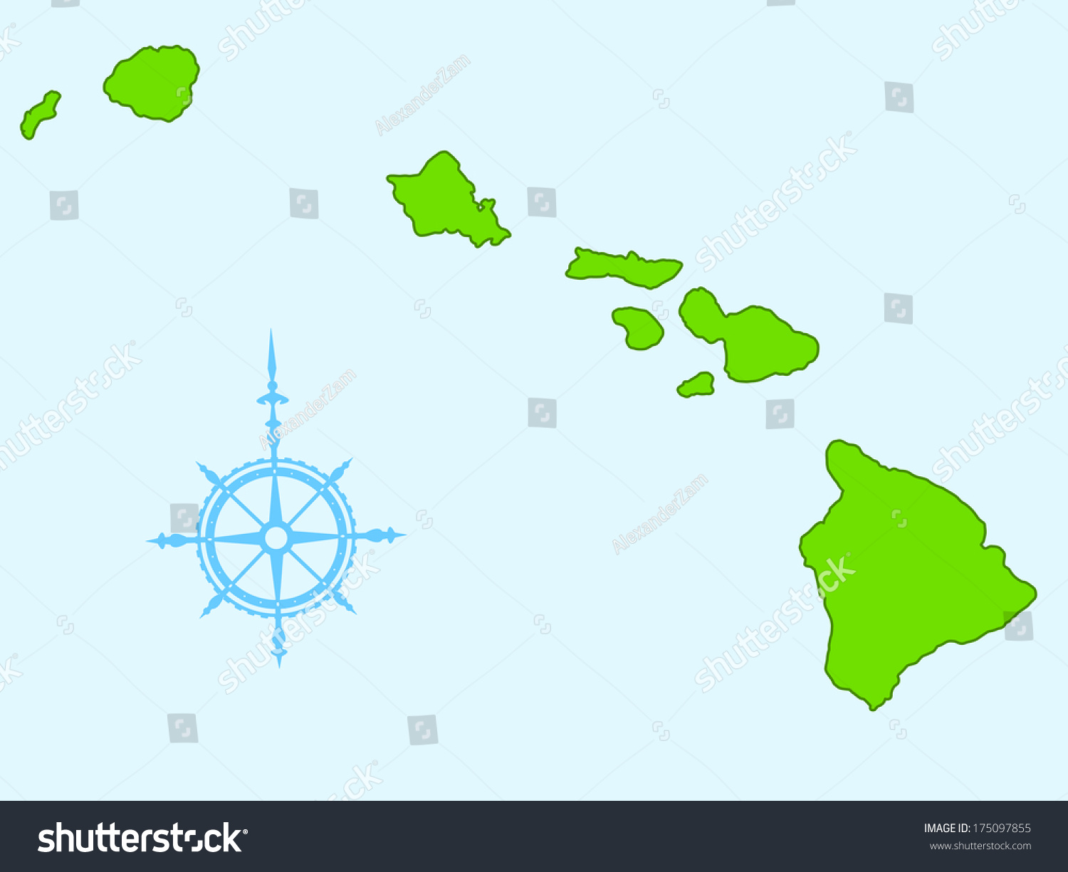 Map Of The Hawaii Islands. All Objects Are Independent And Fully