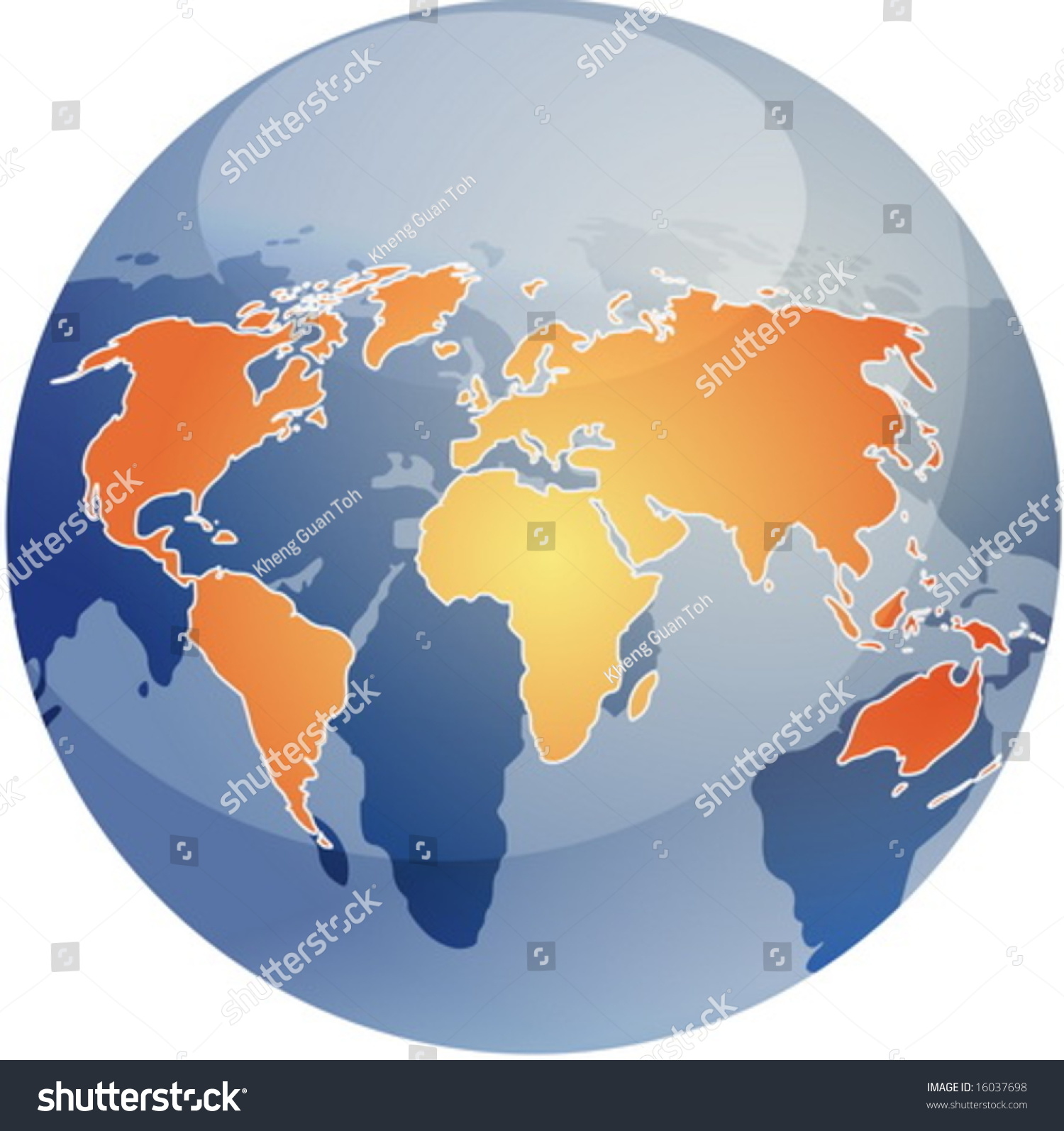 Map Of The World Illustration On Glossy Spherical Globe 16037698 Shutterstock 0365