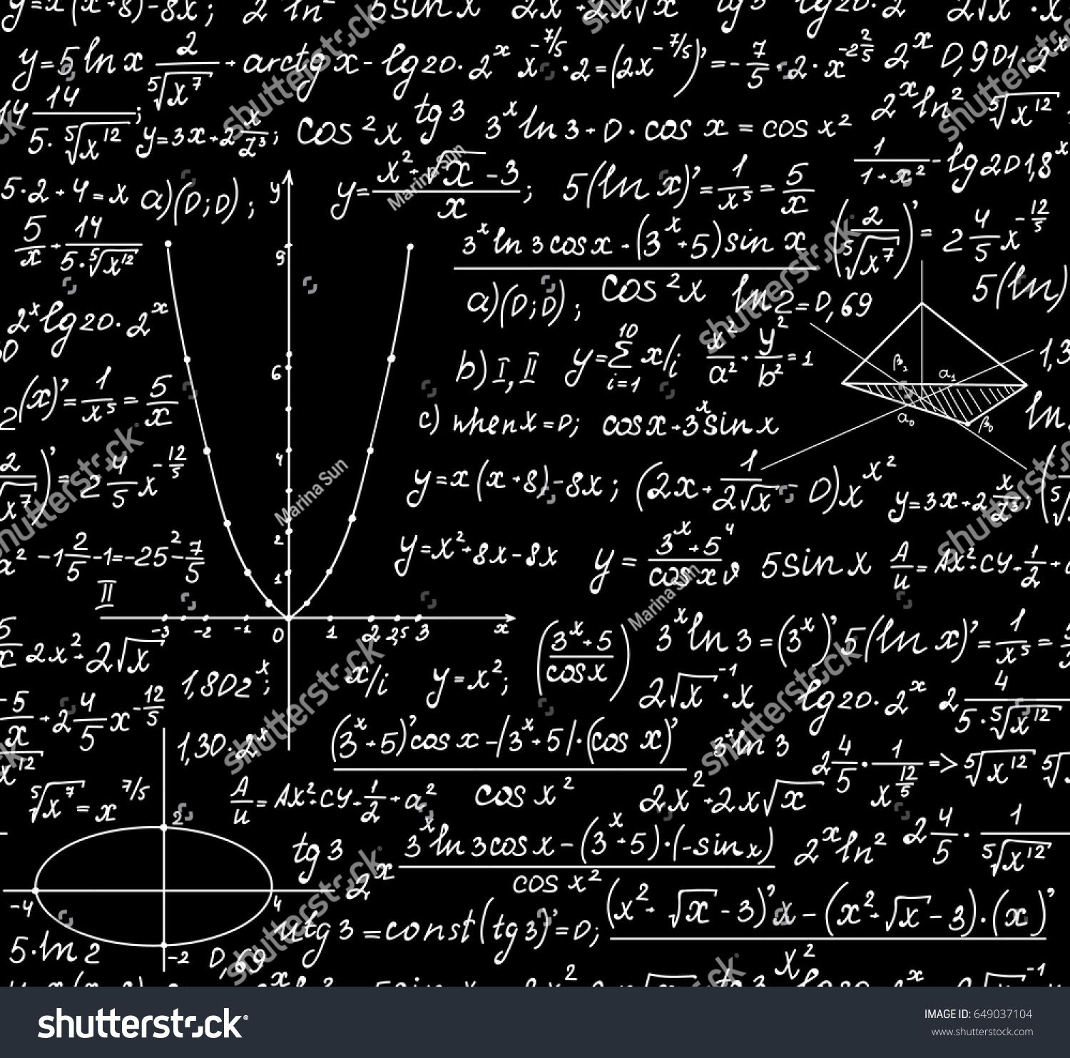 Vektor Stok Math Vector Seamless Background Handwritten Mathematical