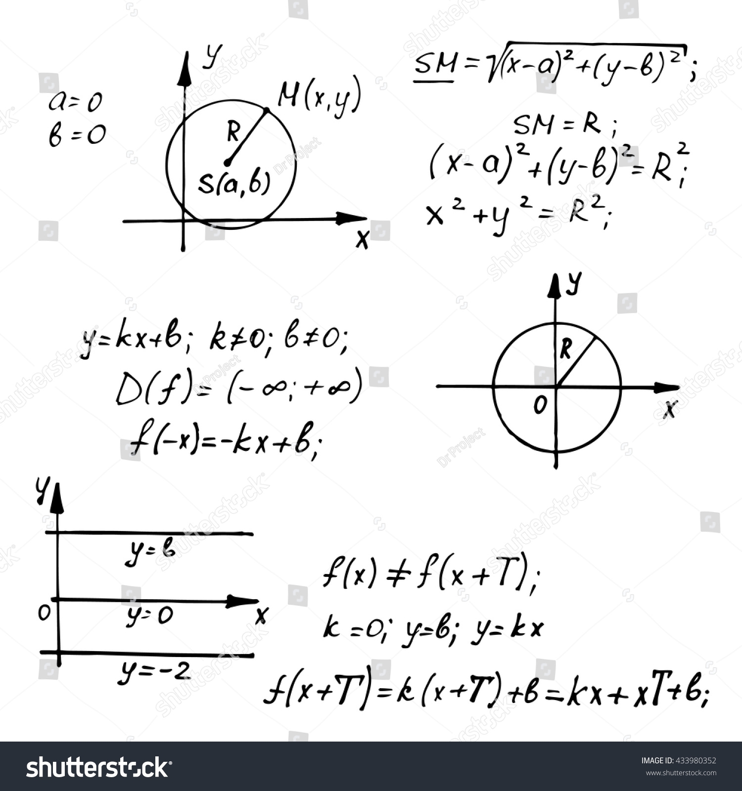 Mathematics Equations On Whiteboard Education Vector Background