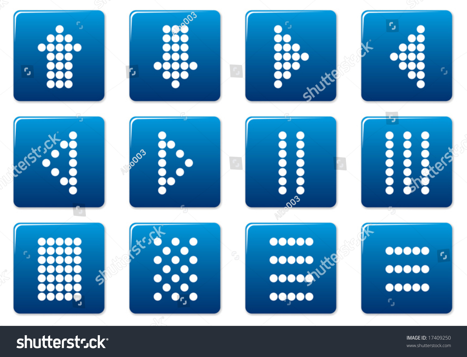 Matrix Symbols Square Icons Set Blue White Palette Vector Illustration 17409250 