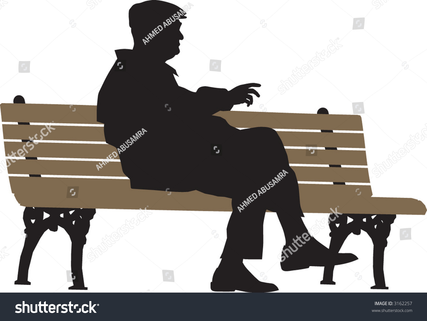 Mature Old Man Sitting Alone On A Bench In The Park Stock Vector Illustration 3162257 Shutterstock 0663