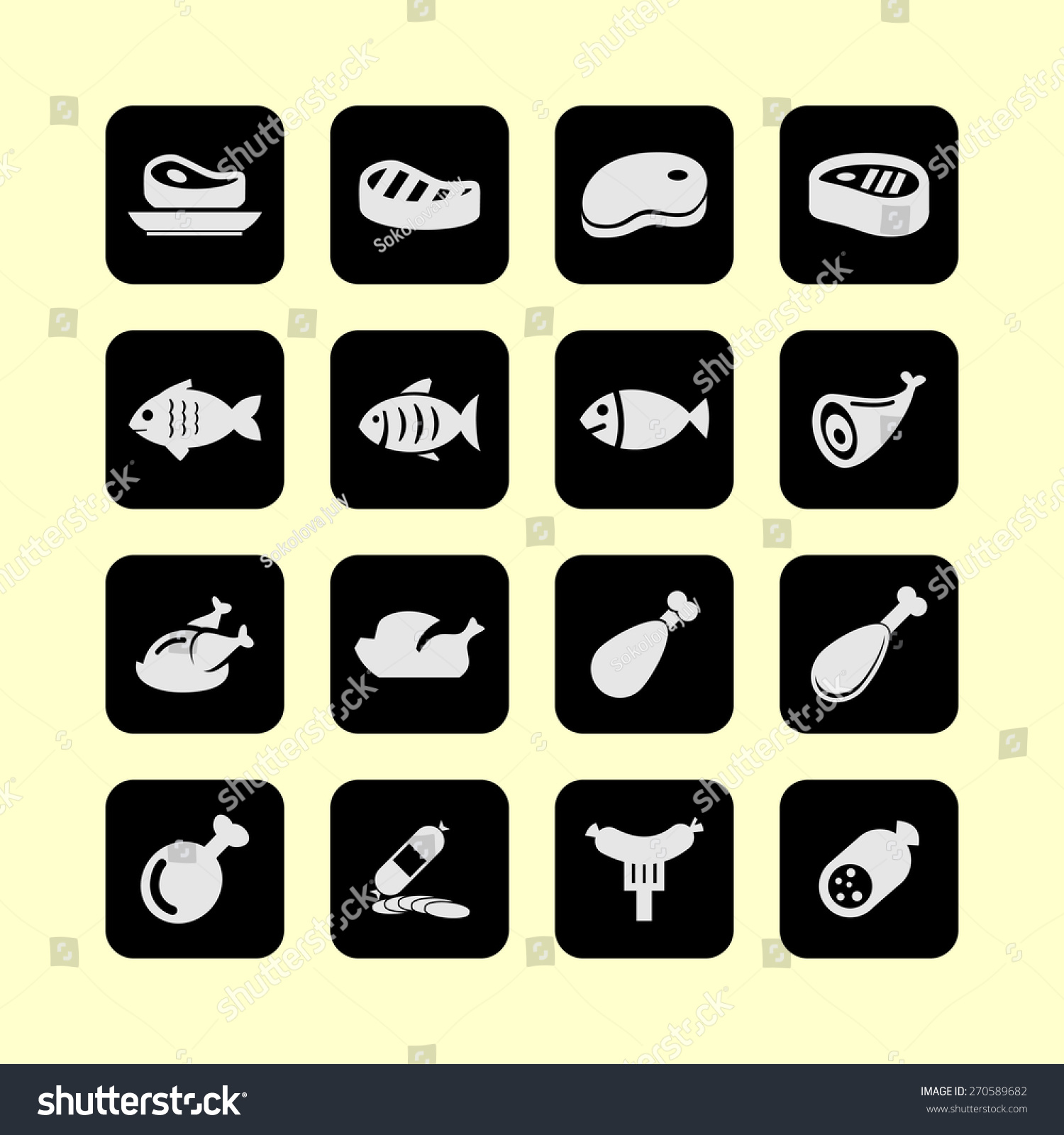 Meat Icon Set Stock Vector Illustration 270589682 : Shutterstock