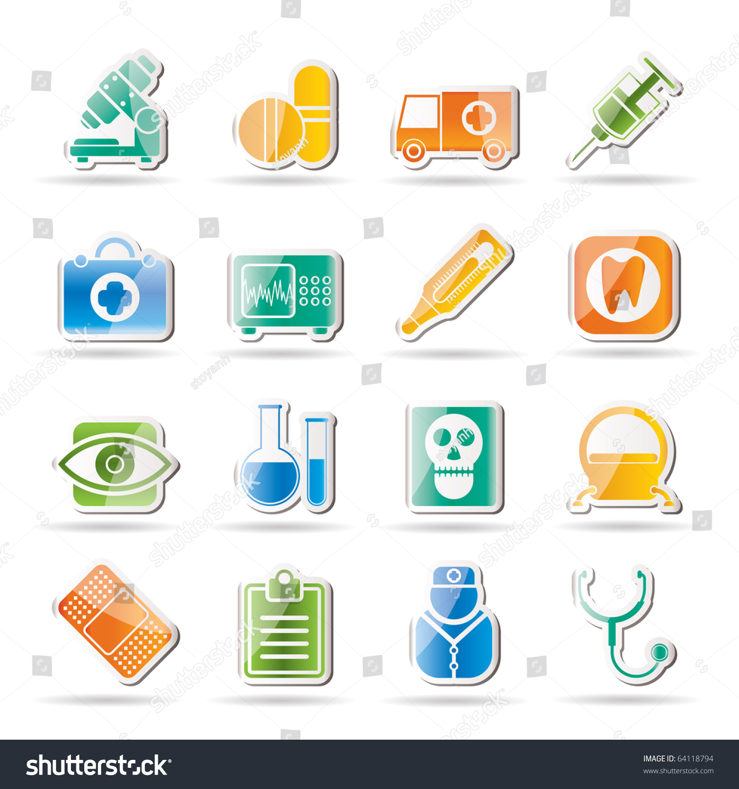 Medical Hospital Health Care Icons Vector Stock Vector 64118794 