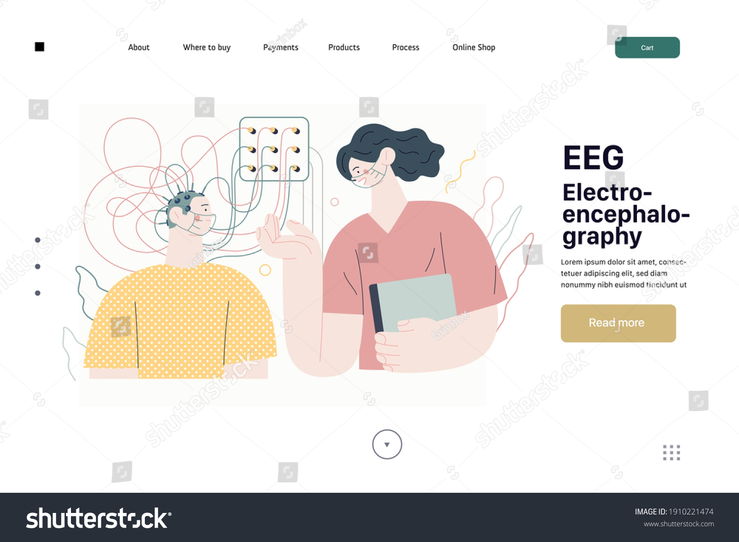 Medical Tests Illustration Eeg Electroencephalography Modern Stock