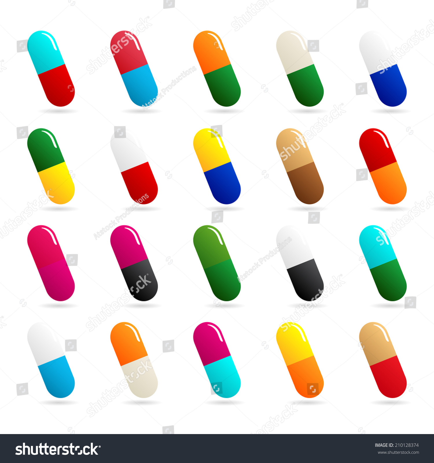 Medicines Pill Capsule Vector Icon Set Stock Vector Royalty Free