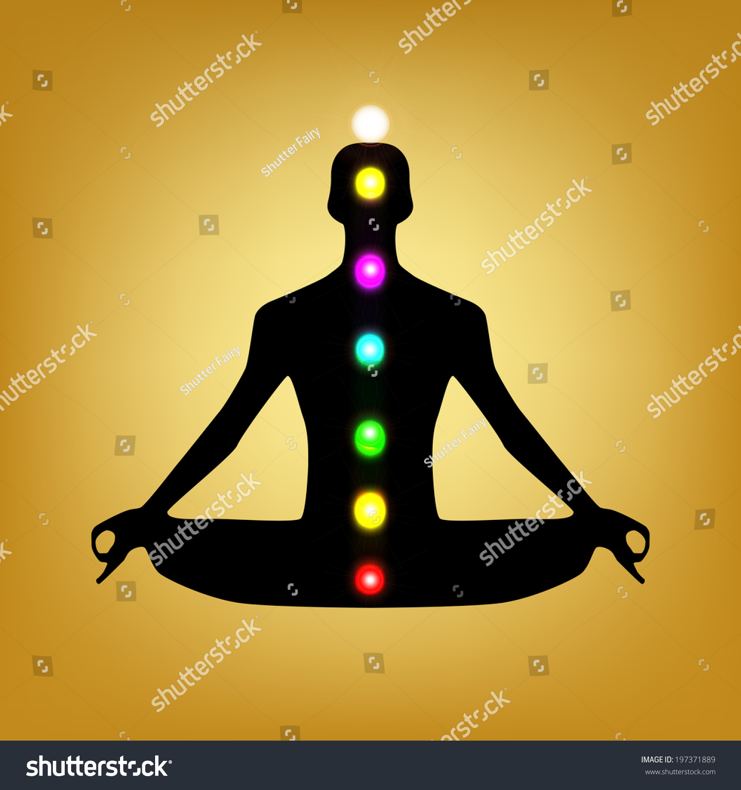 Meditation Man Silhouette Chakras Stock Vector Royalty Free