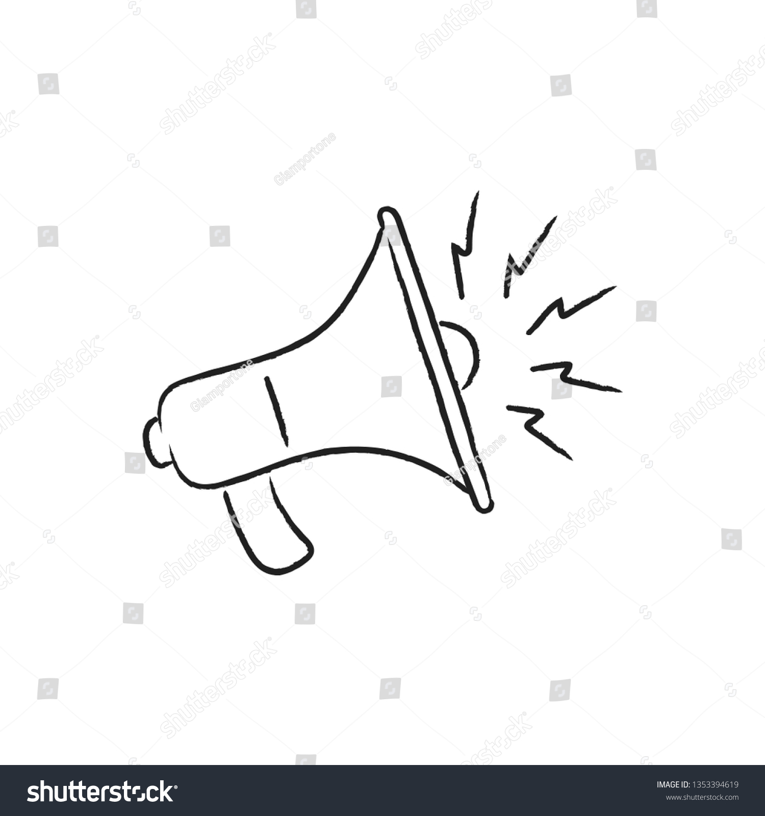 Megaphone Doodle Illustration Hand Drawn Loudspeaker Stock Vector