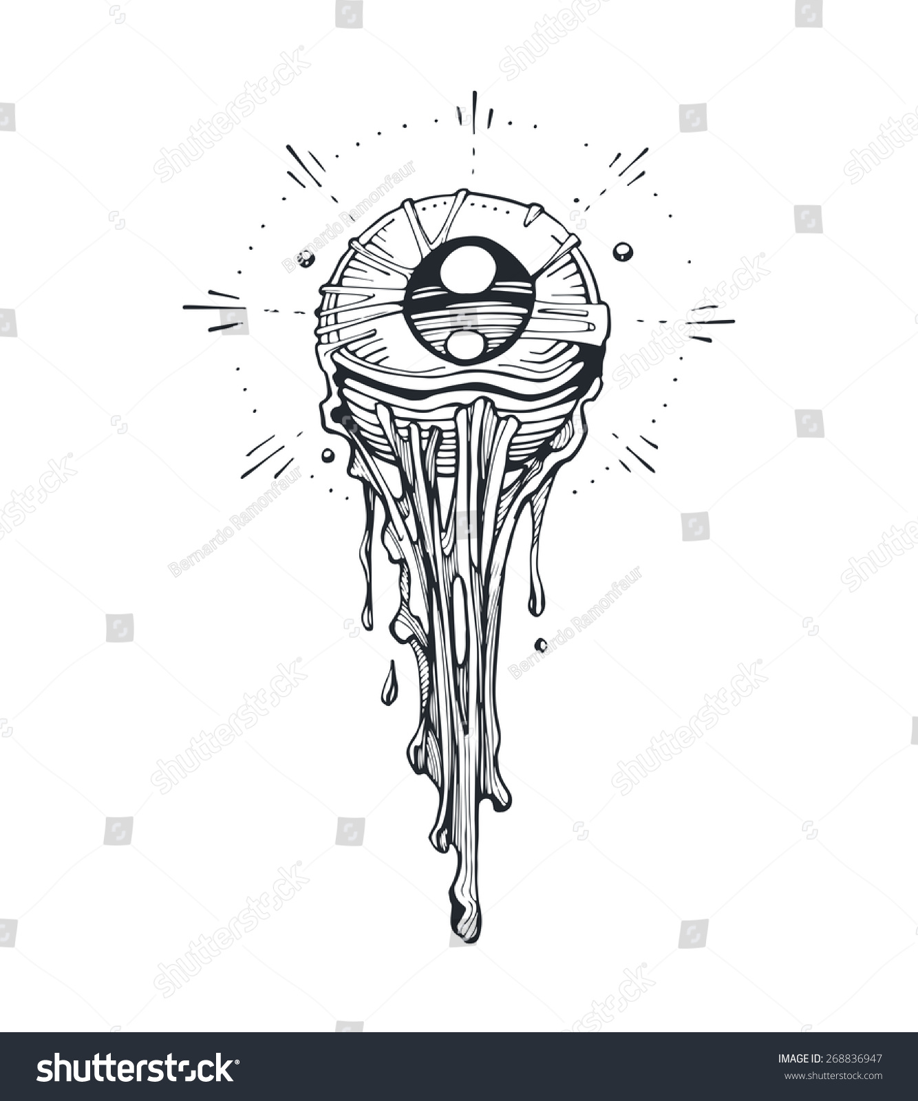 Melting Eye Hand Drawn Vector Illustration Or Drawing Of A Human Eye