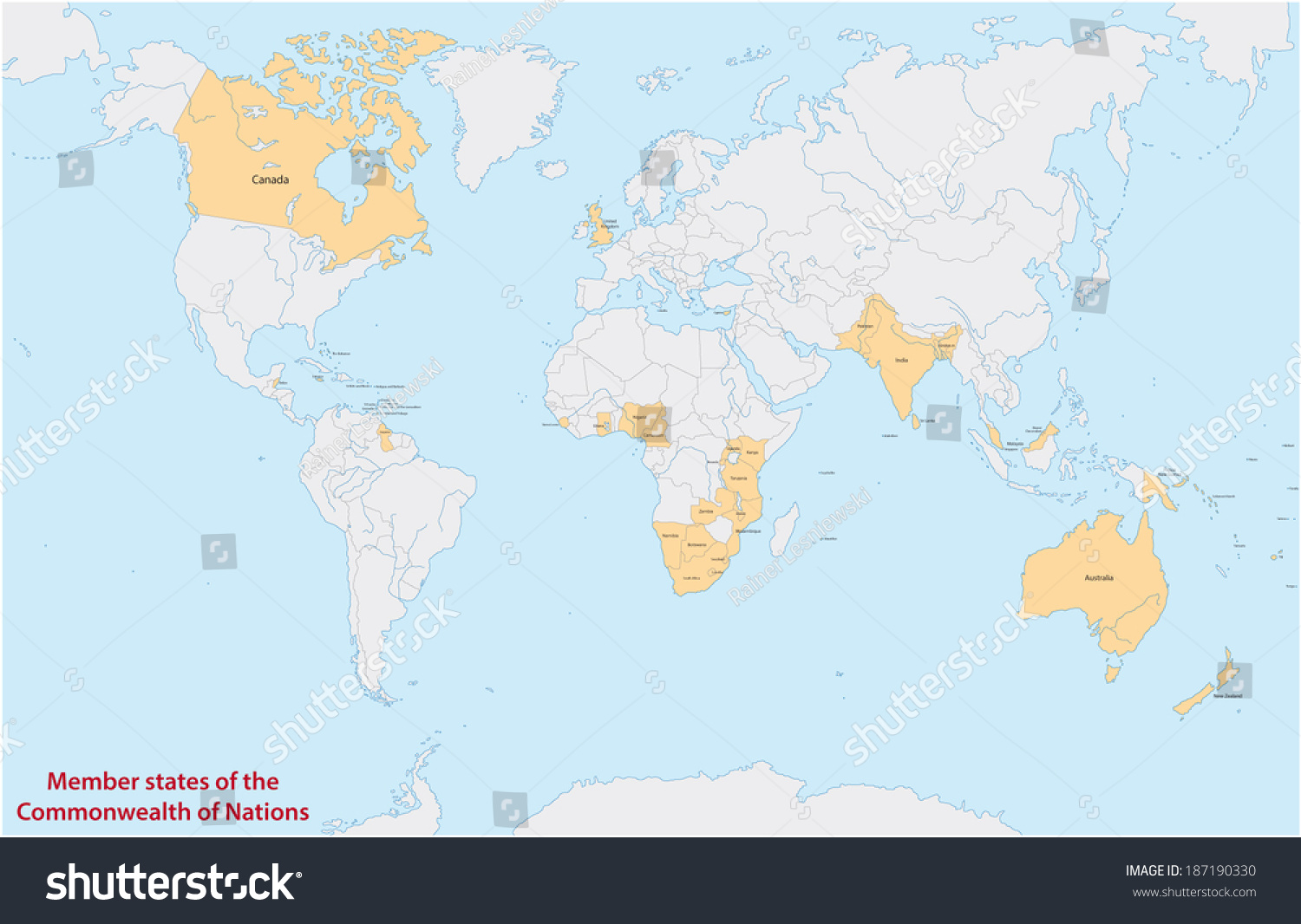 Member States Commonwealth Nations Stock Vector 187190330 - Shutterstock