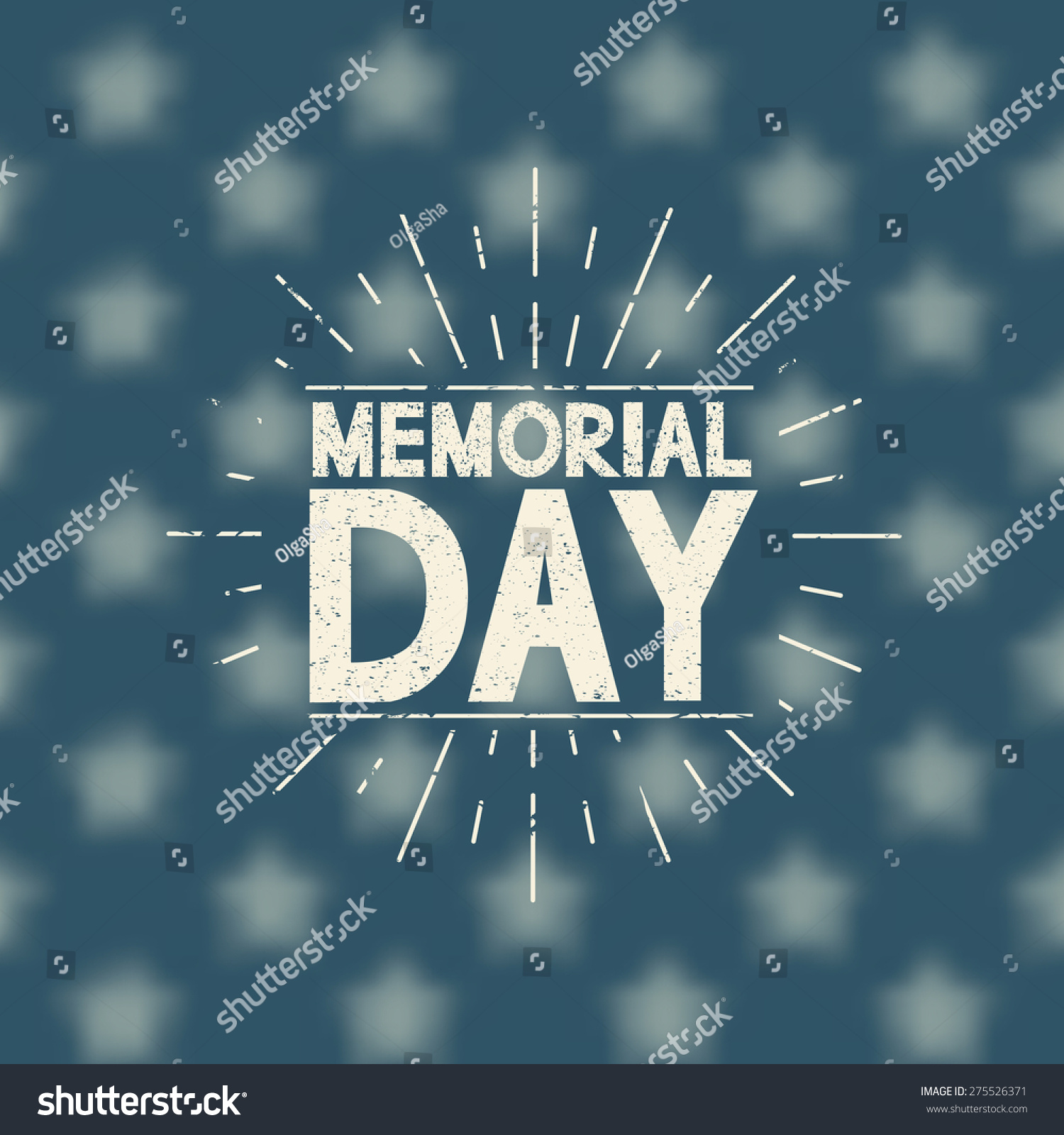 Memorial Day Background. Grunge Text. Blurred Background. Vector