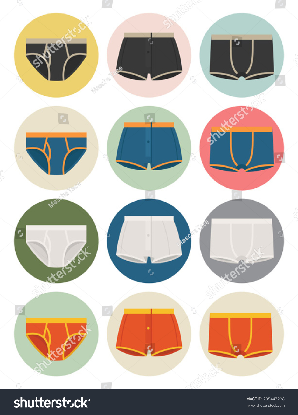 Mens Underwear Icons Stock Vector Illustration 205447228 Shutterstock 