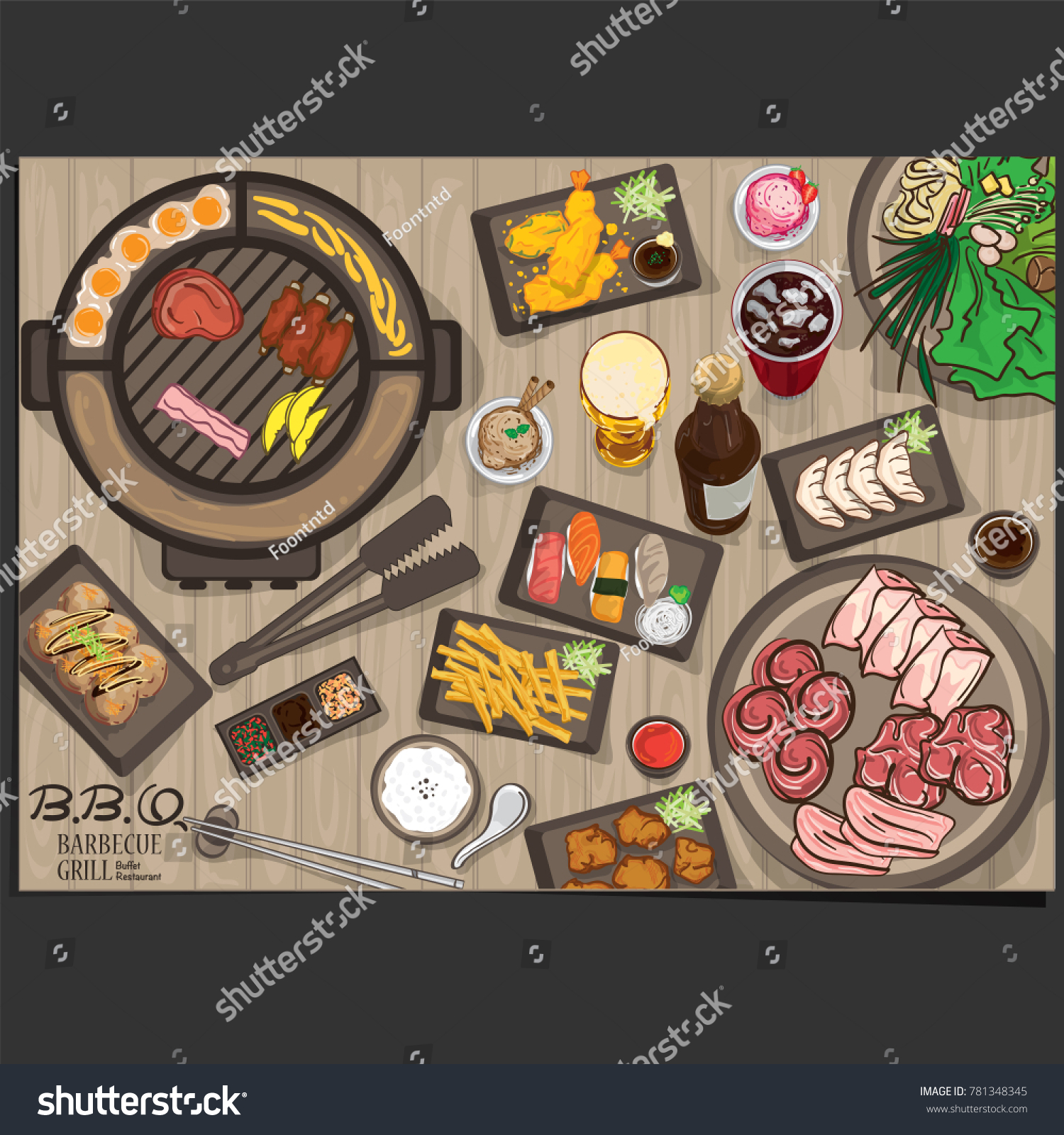 Menu Barbecue Grill Restaurant Template Design Stock Vector Royalty