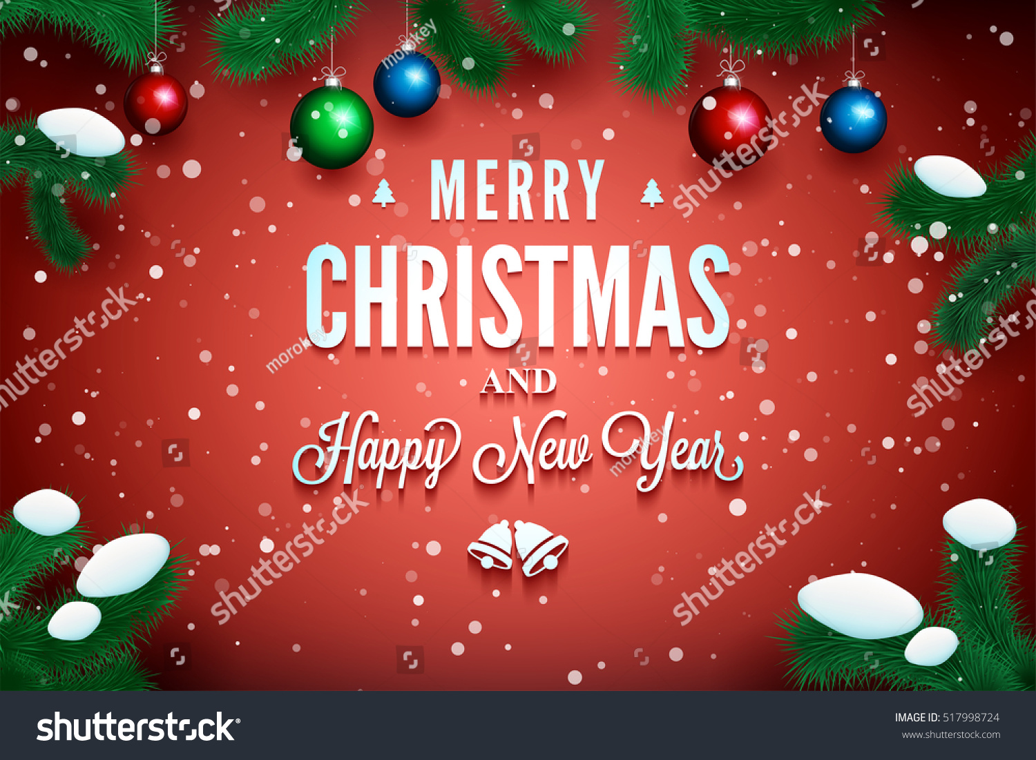 Merry Christmas And Happy New Year Message On The Red Background With