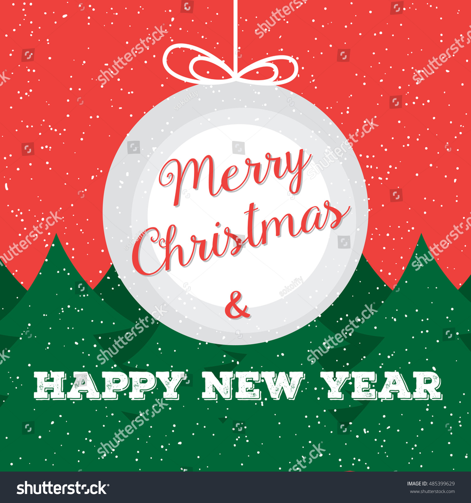 Merry Christmas And Happy New Year Typographic Greeting Card Design. Holiday Graphic Vector