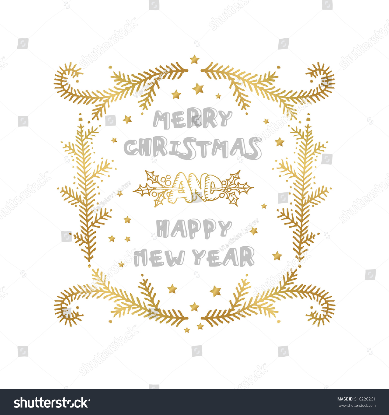 Merry Christmas And Happy New Year Words On White Background Stock Vector 516226261 : Shutterstock