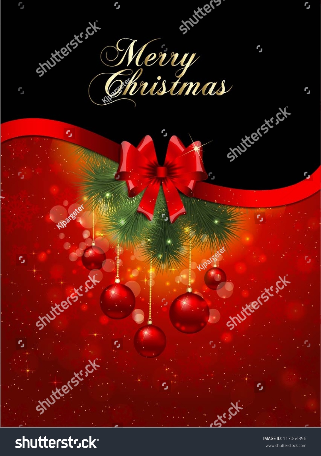 Merry Christmas Background With Hanging Baubles Stock Vector Illustration 117064396 : Shutterstock