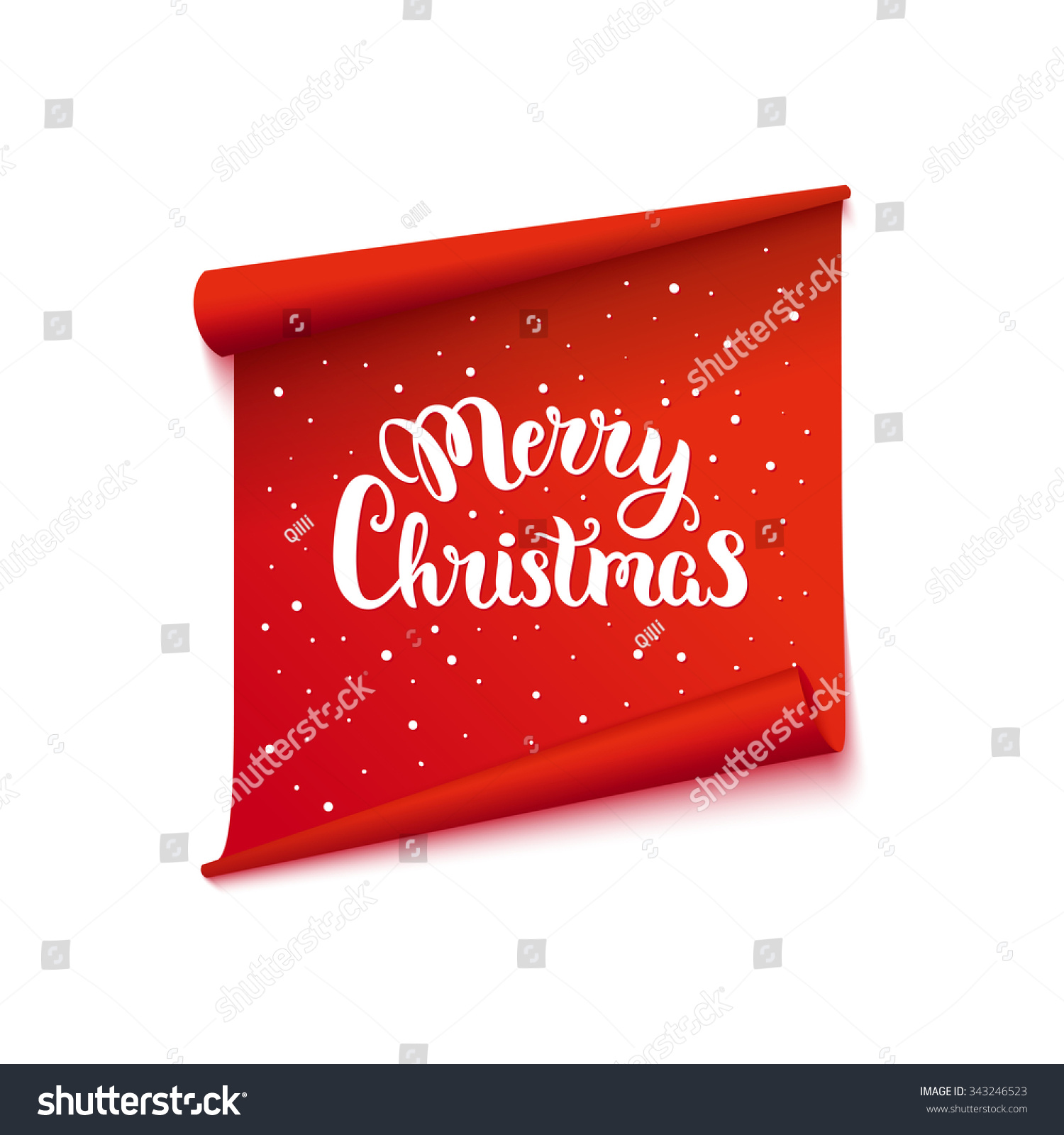 Merry Christmas Card. Isolated Sticker With Lettering. Vector Art Illustration. - 343246523