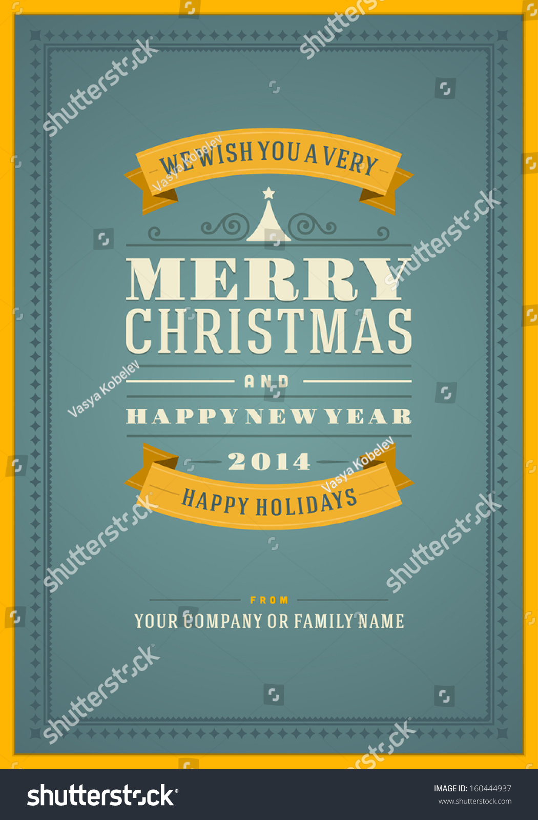 Merry Christmas Postcard Ornament Decoration Background. Vector Illustration Eps 10. Happy New