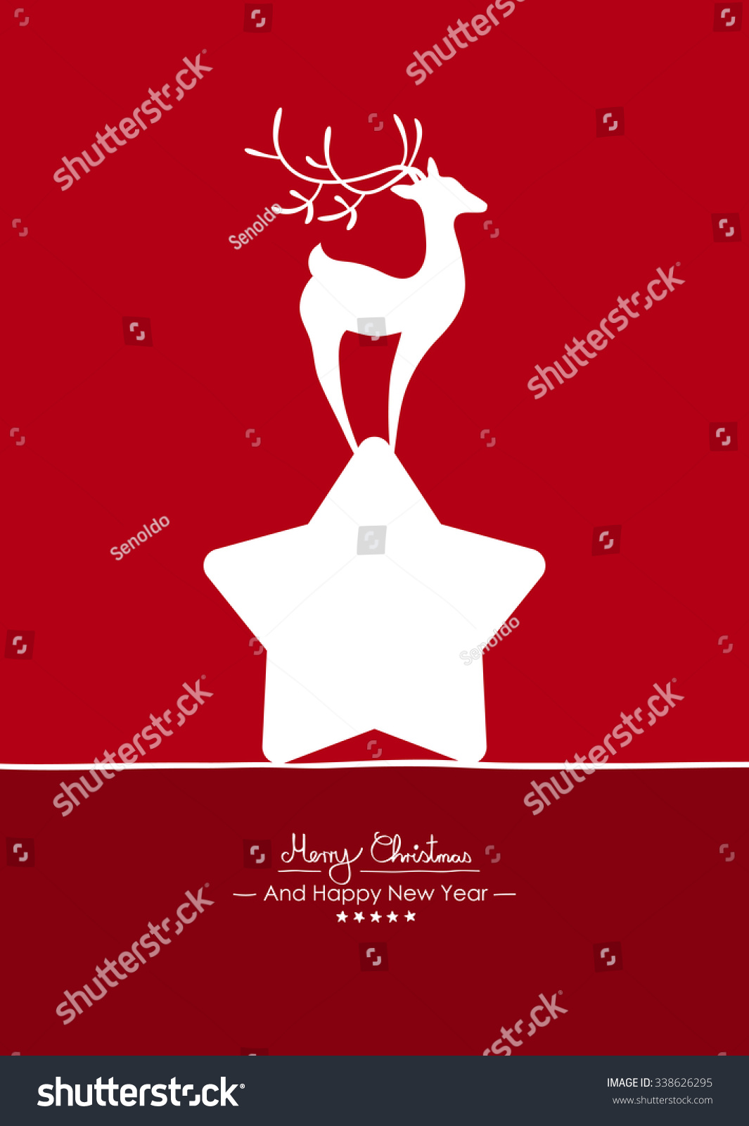 Merry Christmas Simple Red Vector Greeting And Christmas Card Template With Shapes Merry Greeting Card Template