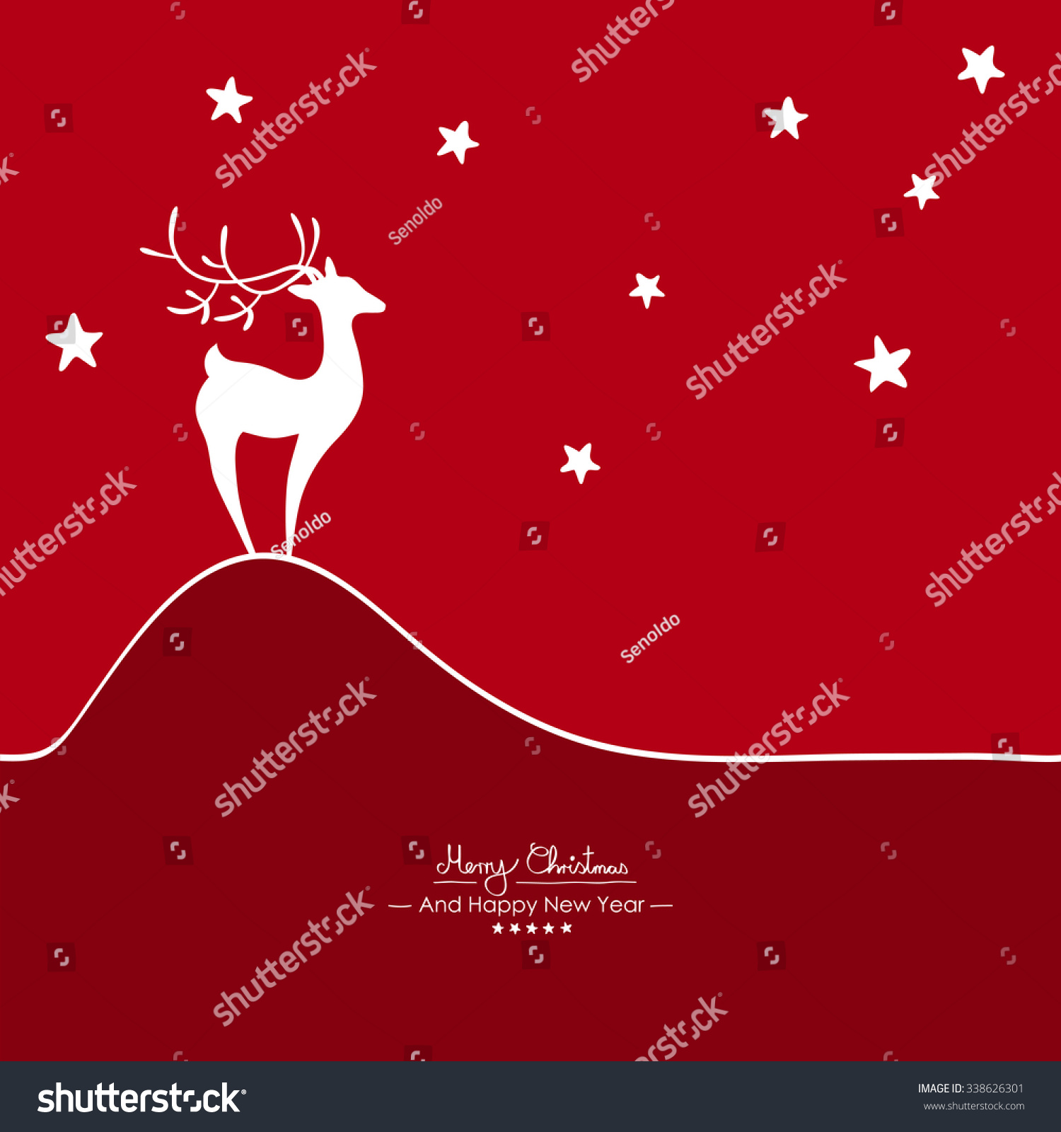 Merry Christmas - Simple Red Vector Greeting And Christmas Card