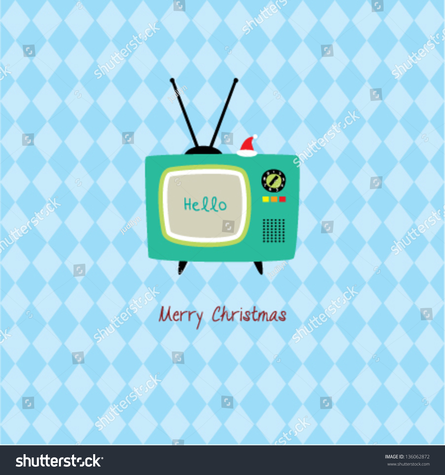 Merry Christmas Television Stock Vector Illustration 136062872